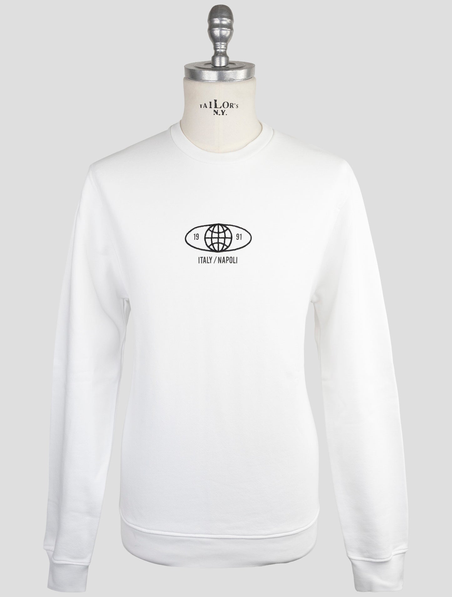 Kiton Knt White Cotton Sweater Crewneck