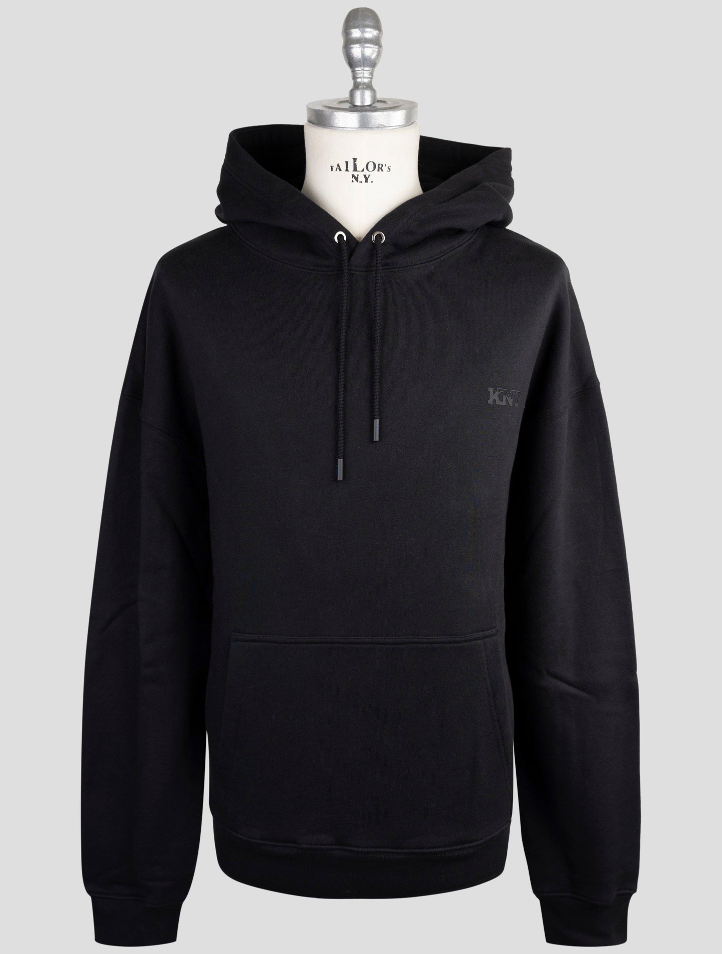 Kiton Knt Black Cotton Sweater Hoodie