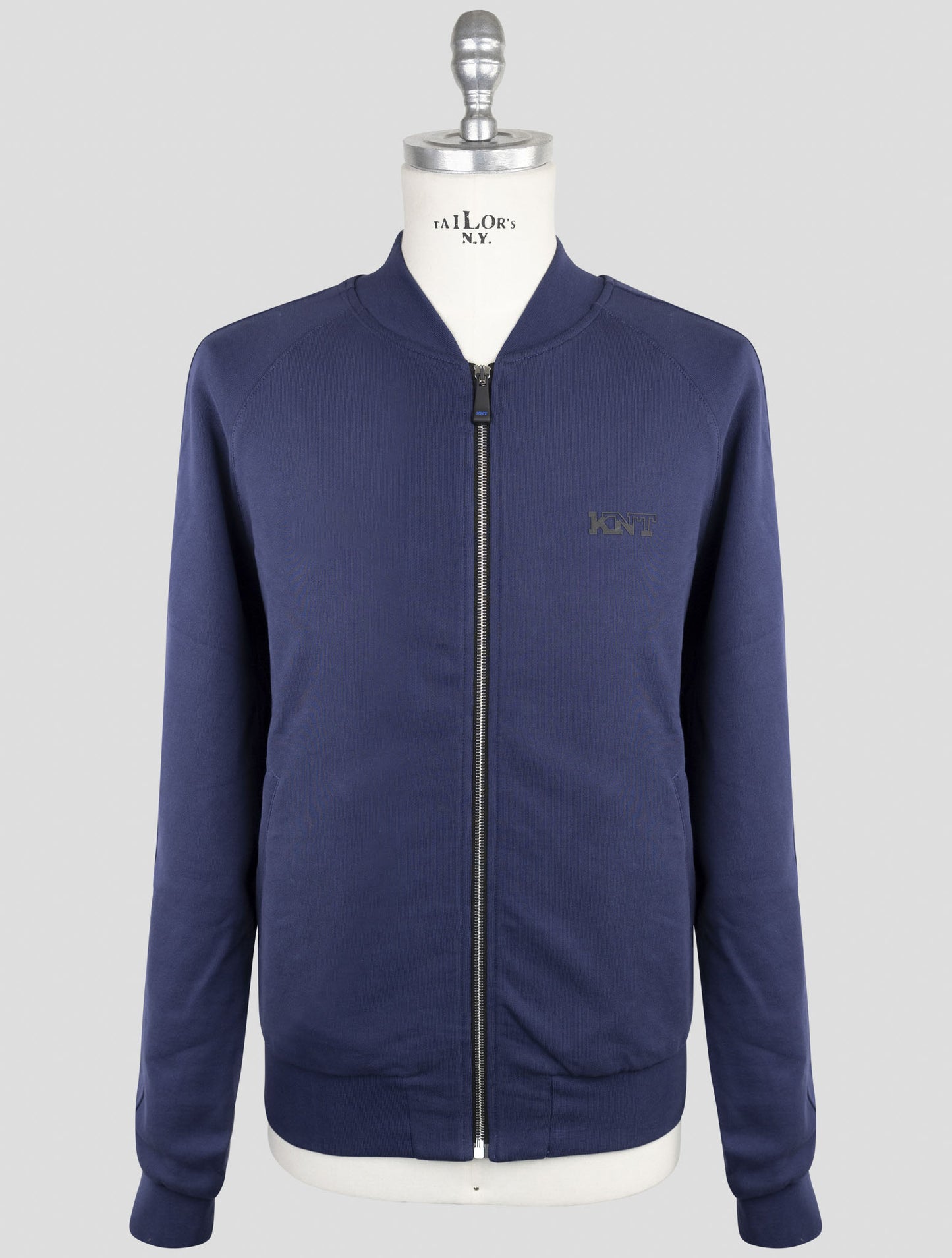 Kiton Knt Blue Cotton Sweater Full Zip