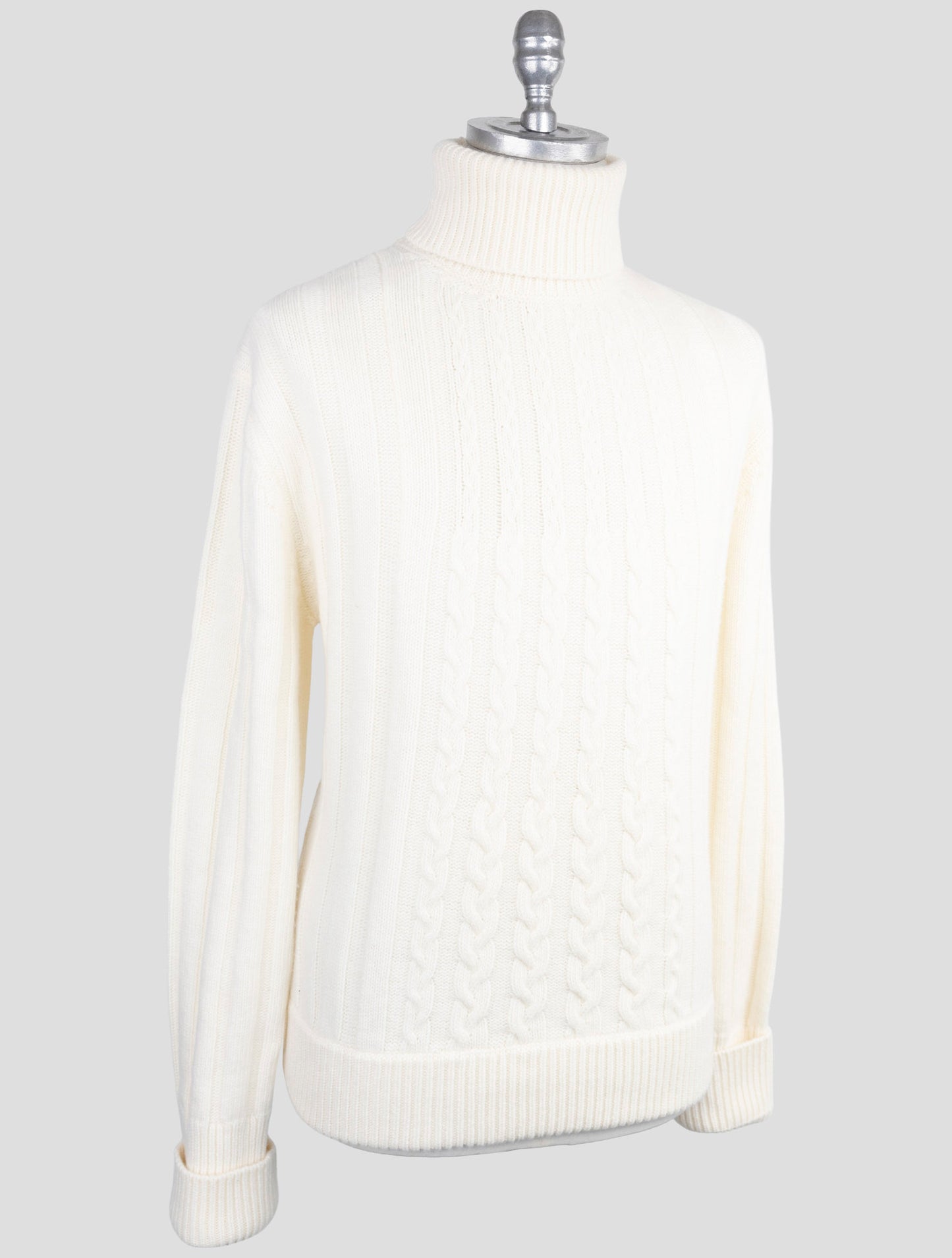 Kiton Knt White Virgin Wool Sweater Turtleneck