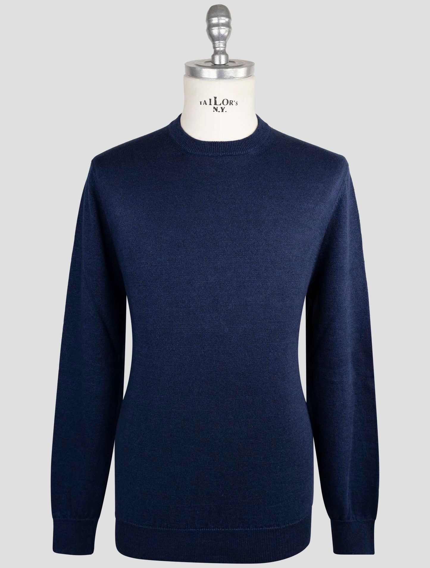 Kiton Knt Blue Linen Cotton Sweater Crewneck