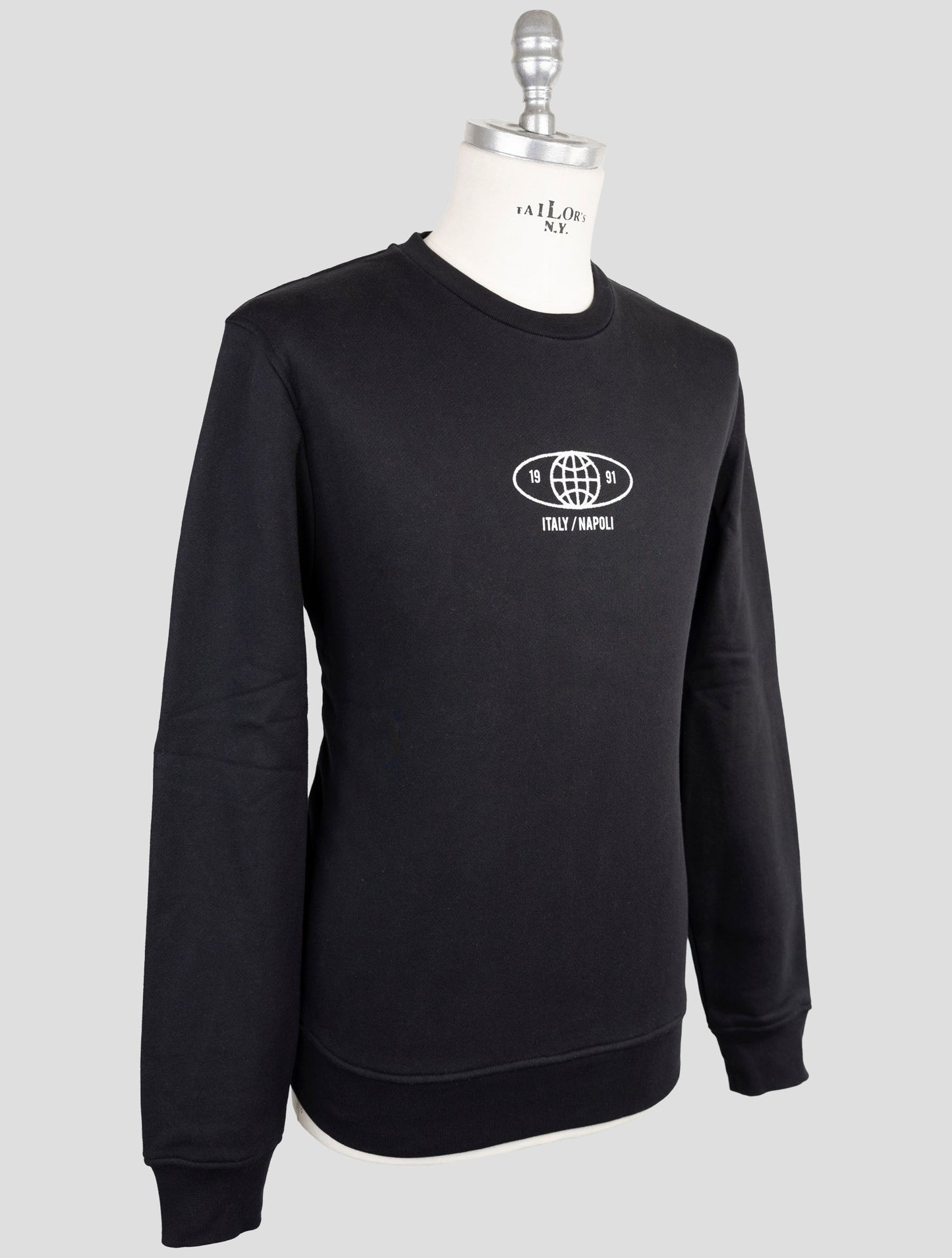 Kiton Knt Black Cotton Sweater Crewneck