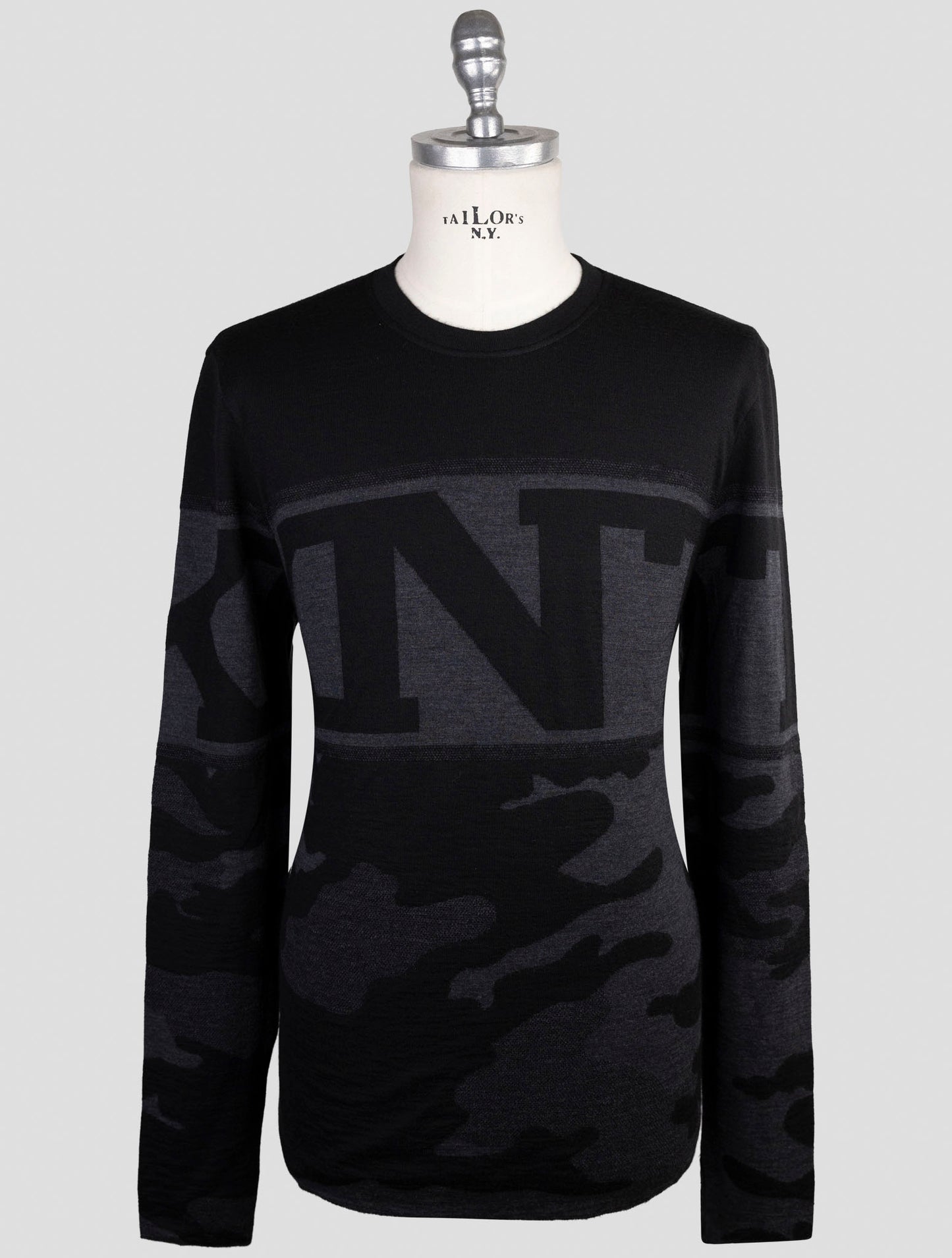 Kiton Knt Black Wool Cashmere Sweater Crewneck