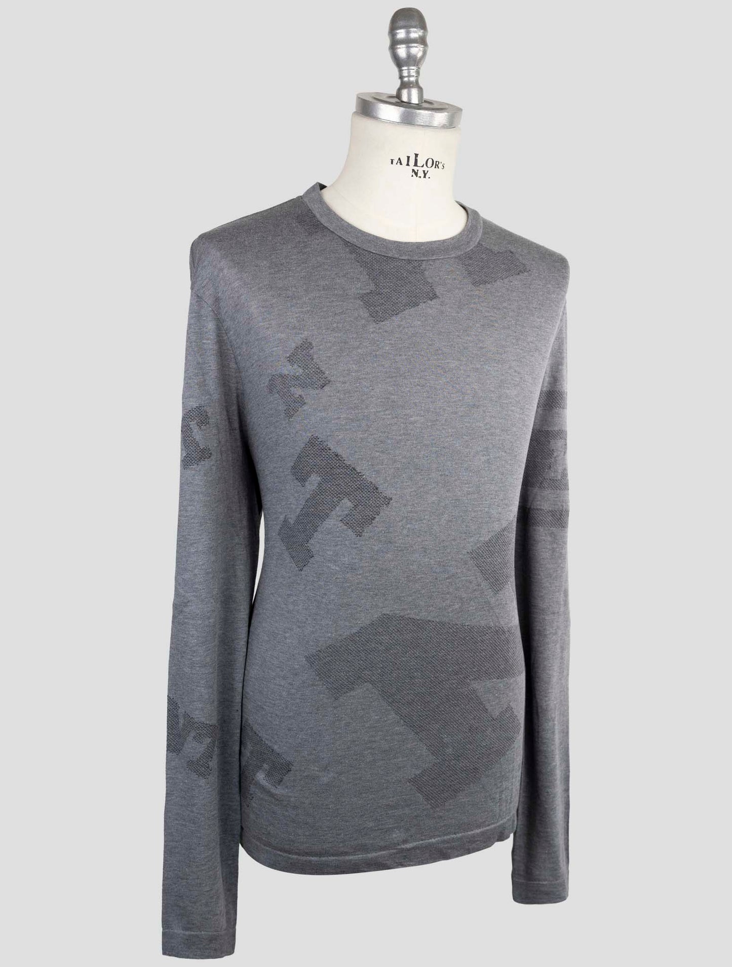 Kiton Knt Gray Cotton Sweater Crewneck