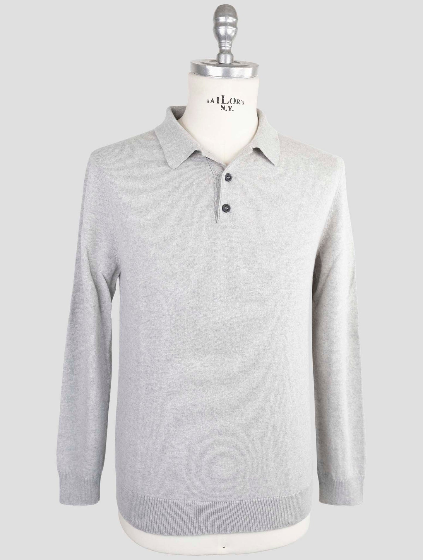 Kiton Knt Gray Virgin Wool Sweater Polo