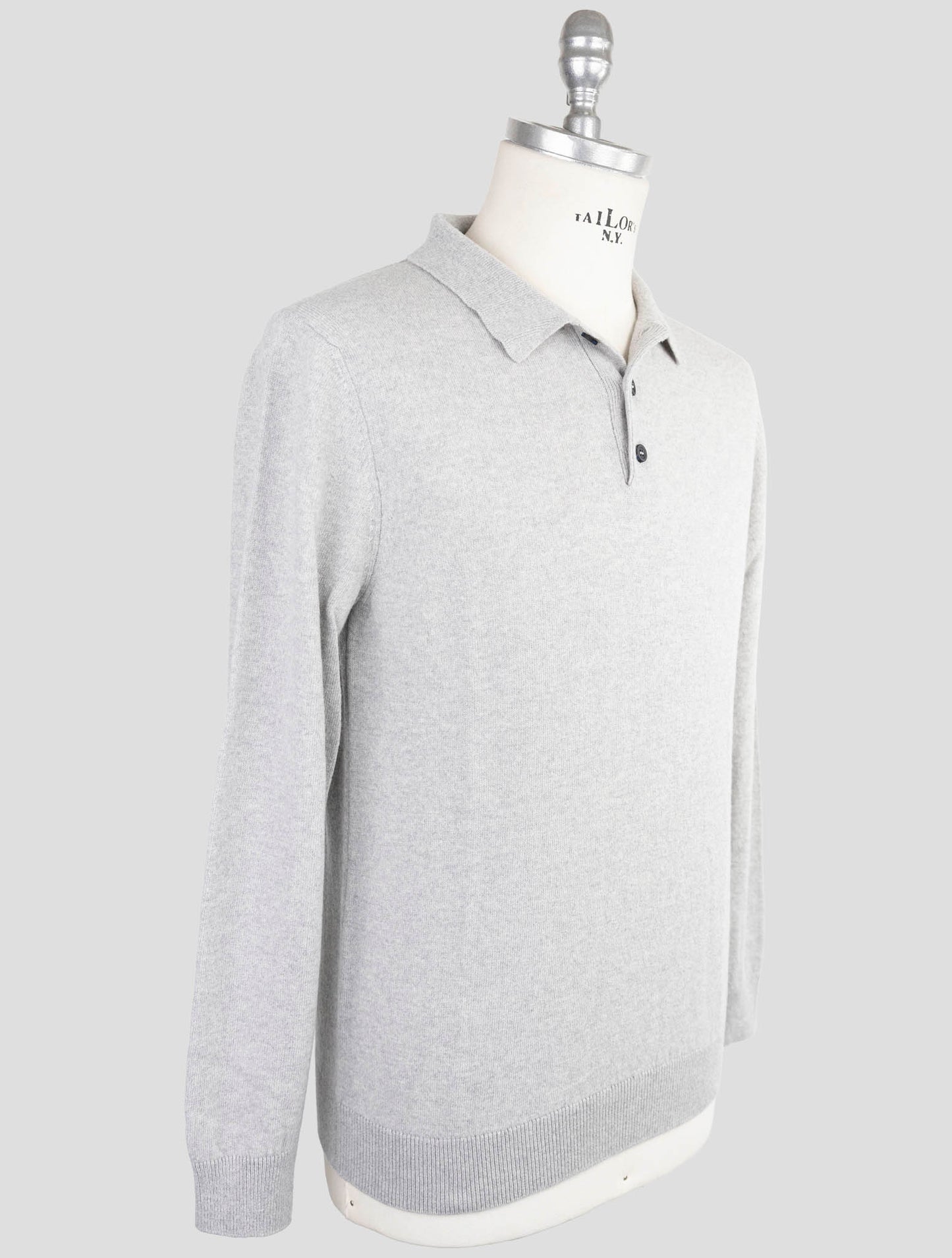 Kiton Knt Gray Virgin Wool Sweater Polo