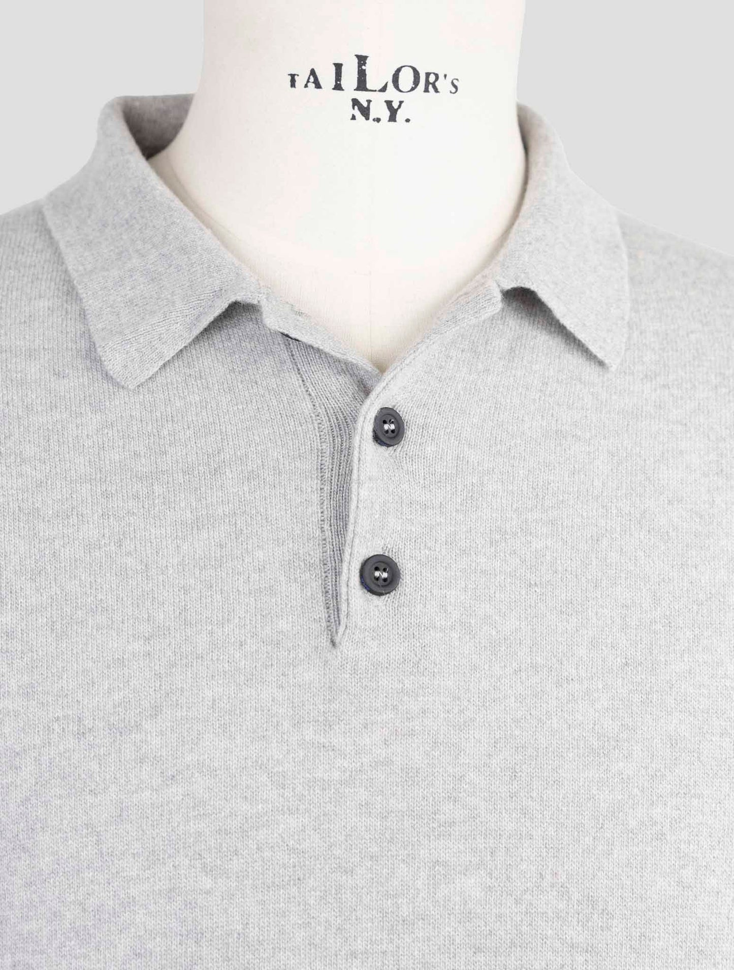 Kiton Knt Gray Virgin Wool Sweater Polo