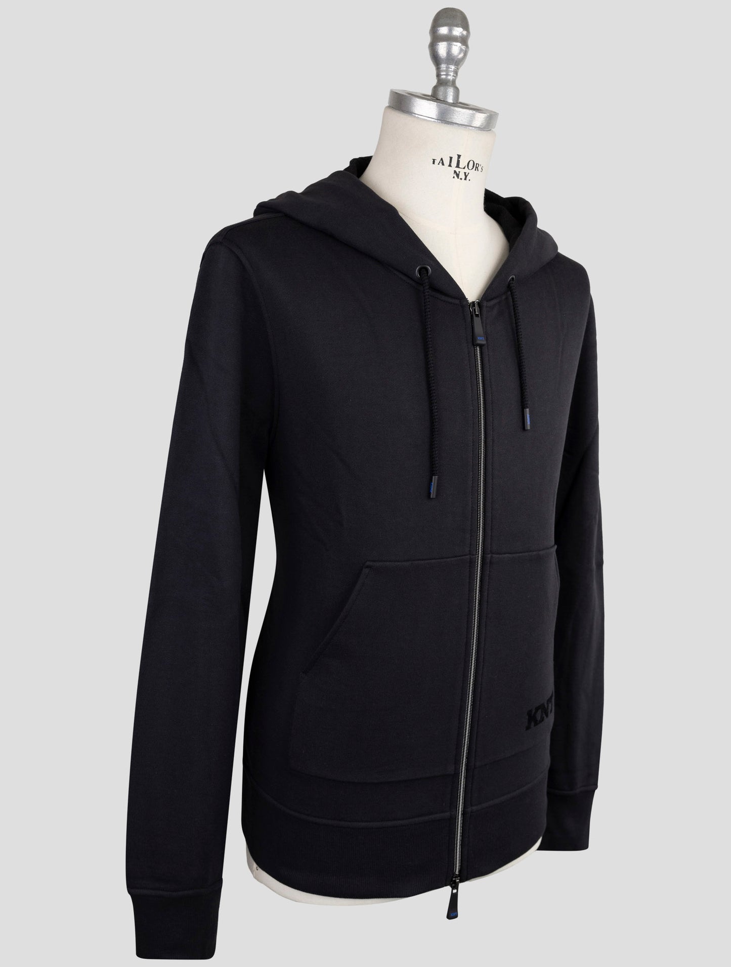 Kiton Knt Blue Cotton Sweater Full Zip