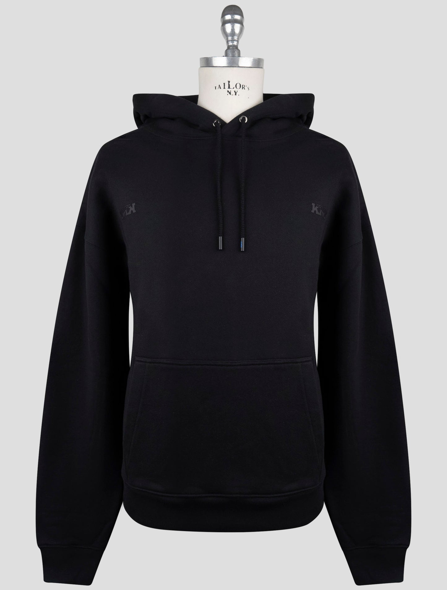 Kiton Knt Black Cotton Sweater Hoodie