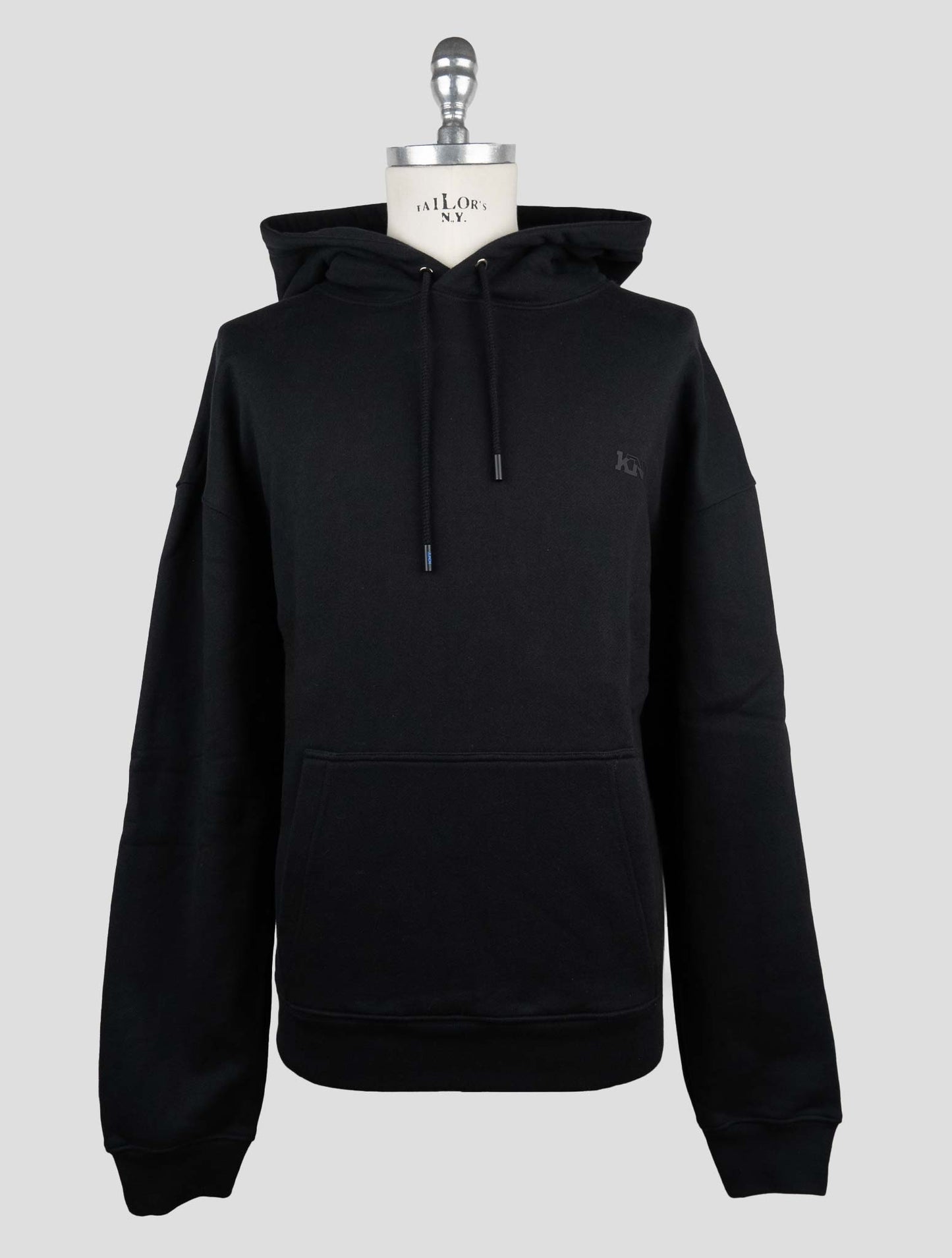 Kiton Knt Black Cotton Sweater Hoodie