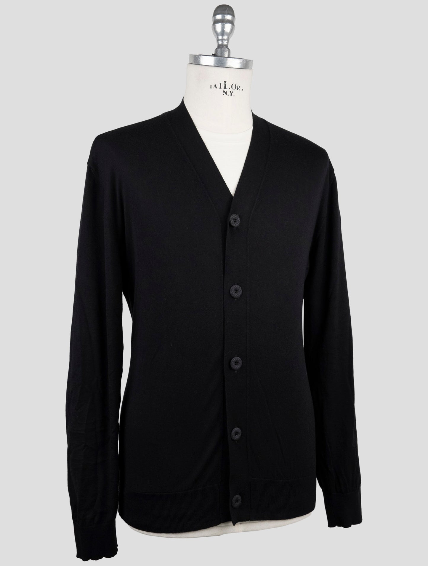 Kiton Knt Black Cotton Sweater Cardigan