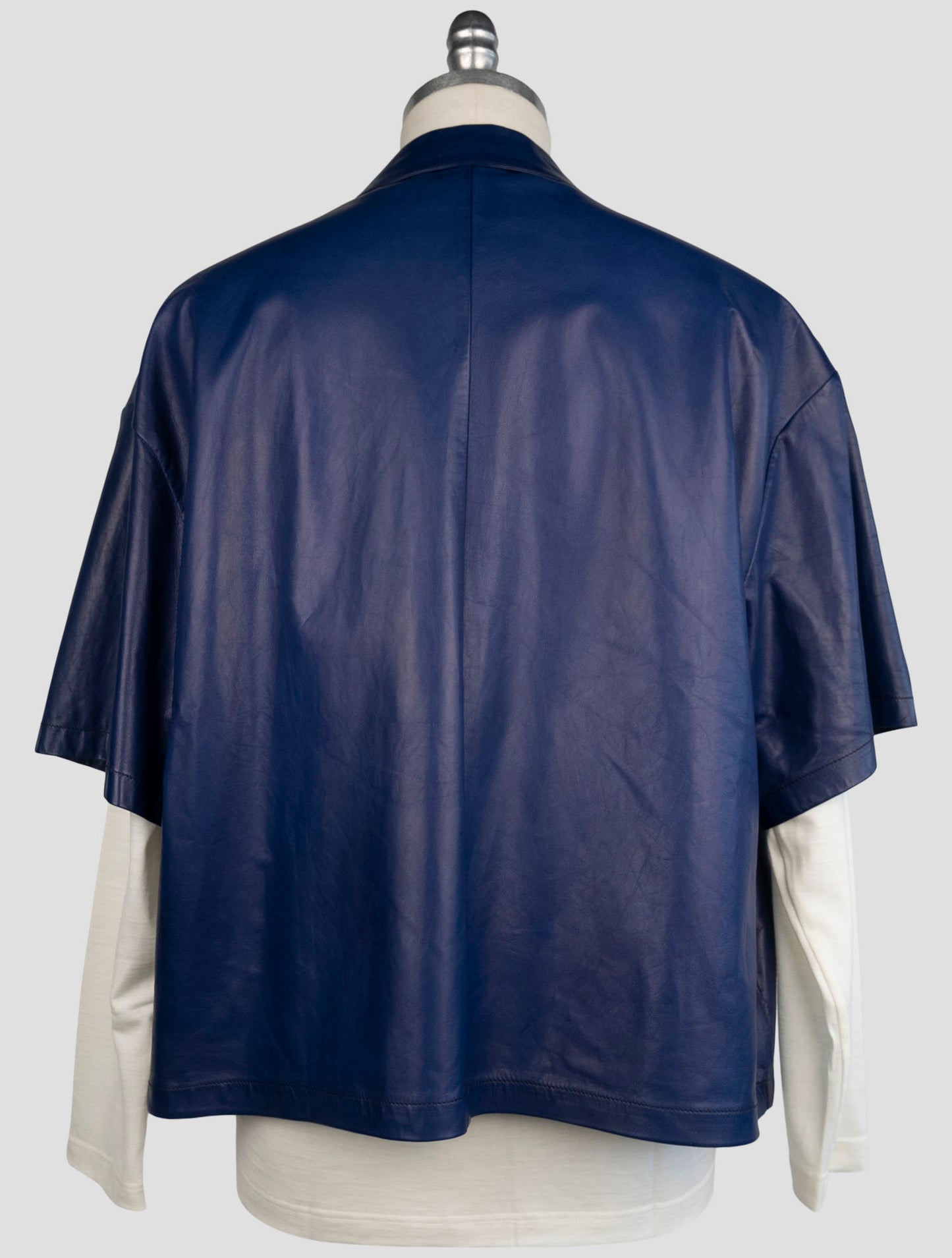 Kiton Blue Leather Short Sleeve Shirt