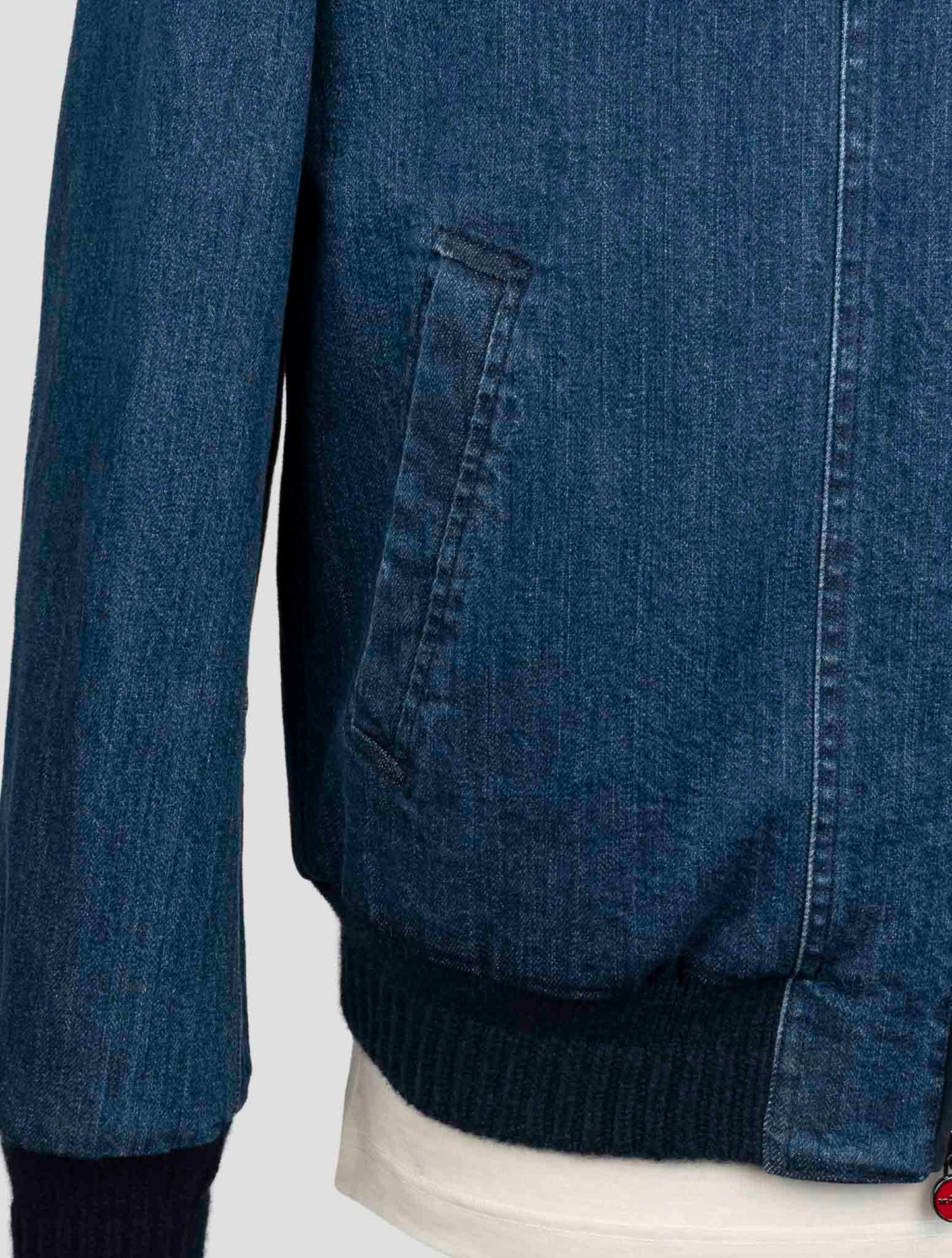 Kiton Blue Cotton Ea Weasel Fur Coat