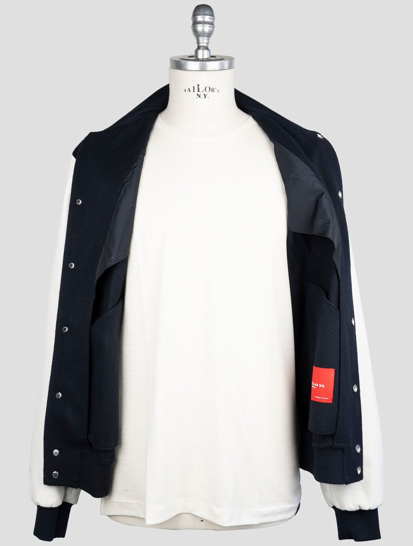 Kiton Blue White Cashmere Coat