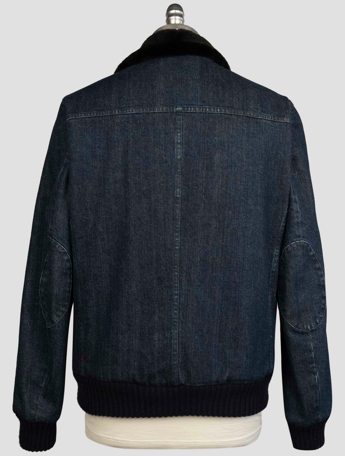 Kiton Blue Cotton Ea Beaver Fur Coat