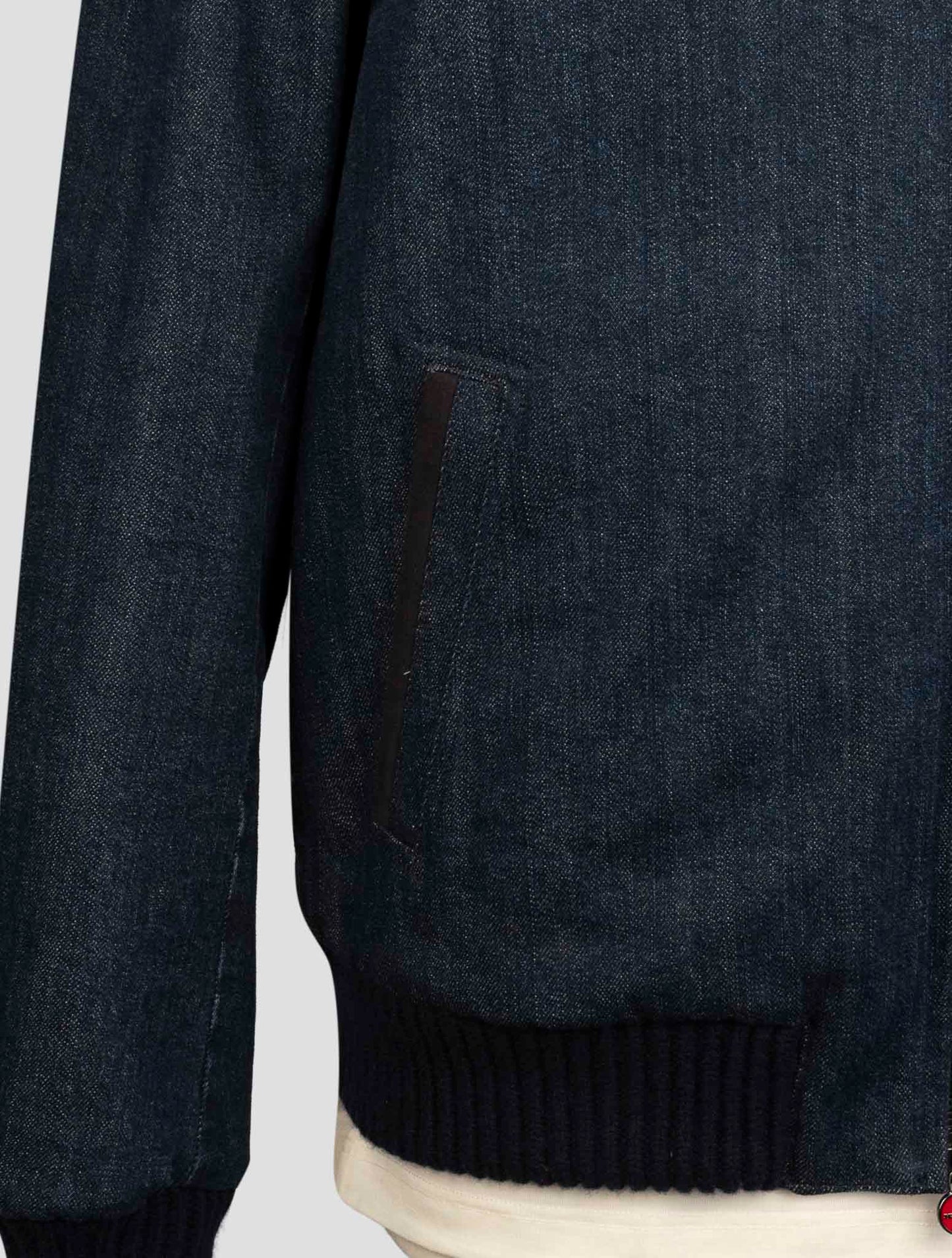 Kiton Blue Cotton Ea Beaver Fur Coat