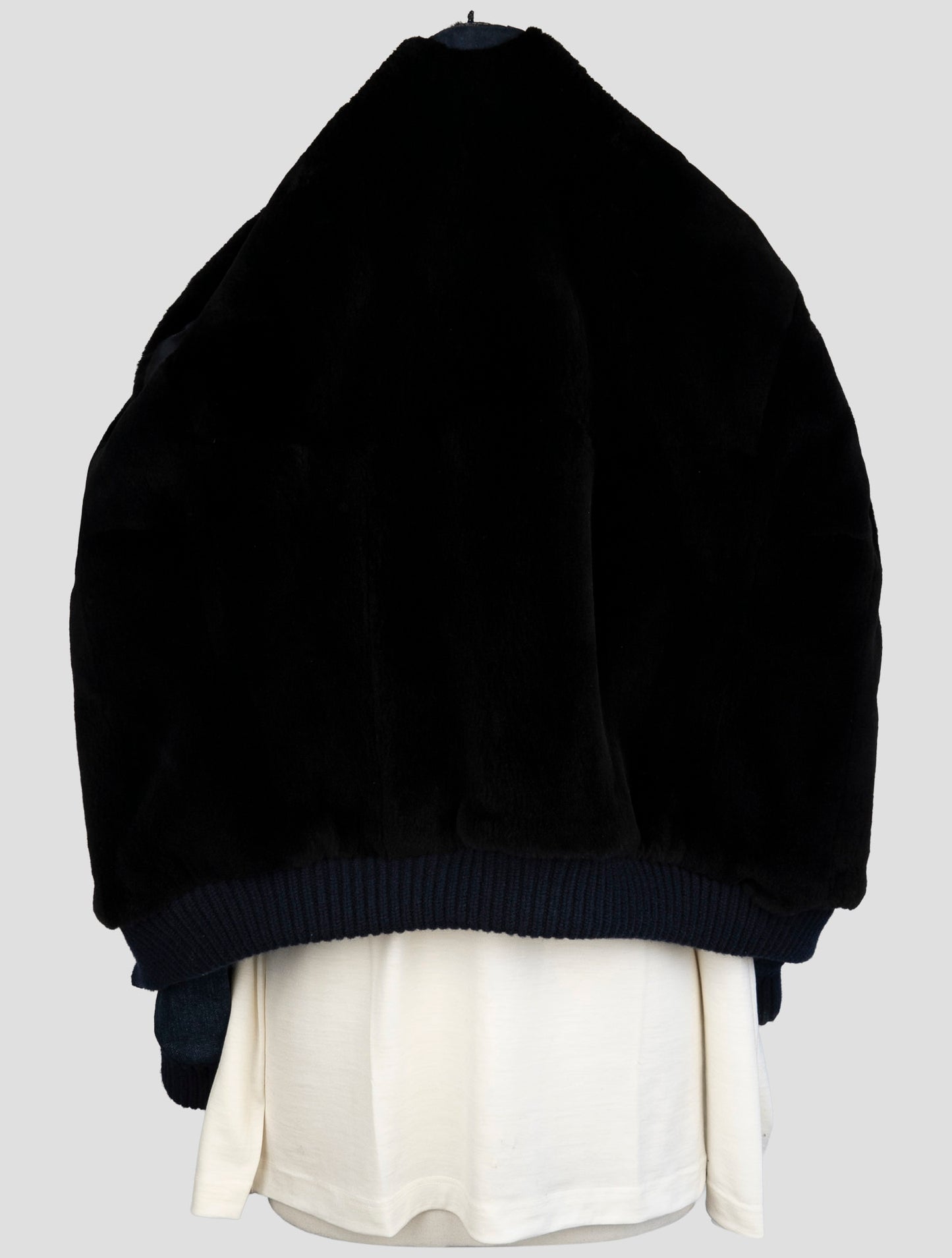 Kiton Blue Cotton Ea Beaver Fur Coat