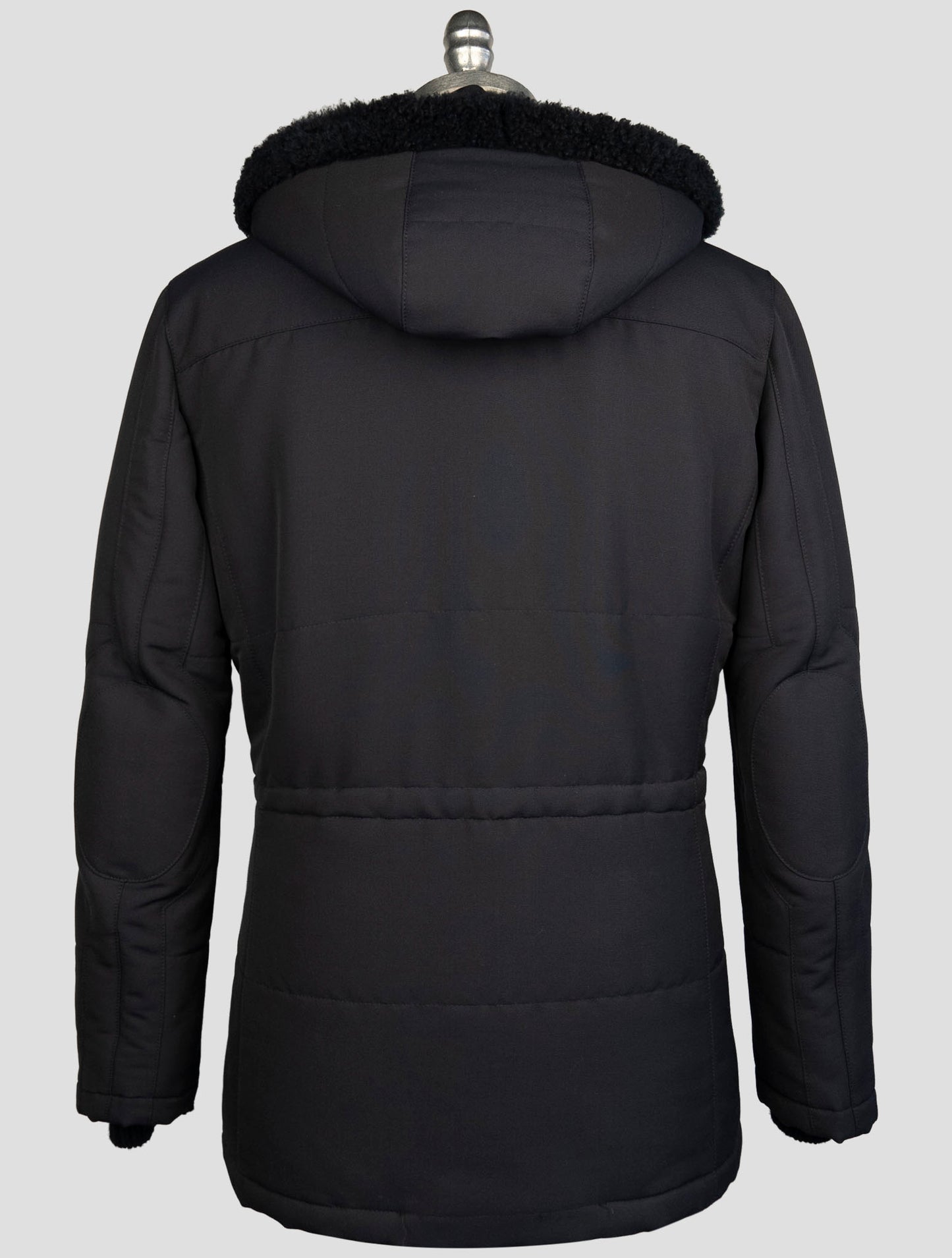 Kiton Blue Wool Pa Shearling Fur Coat