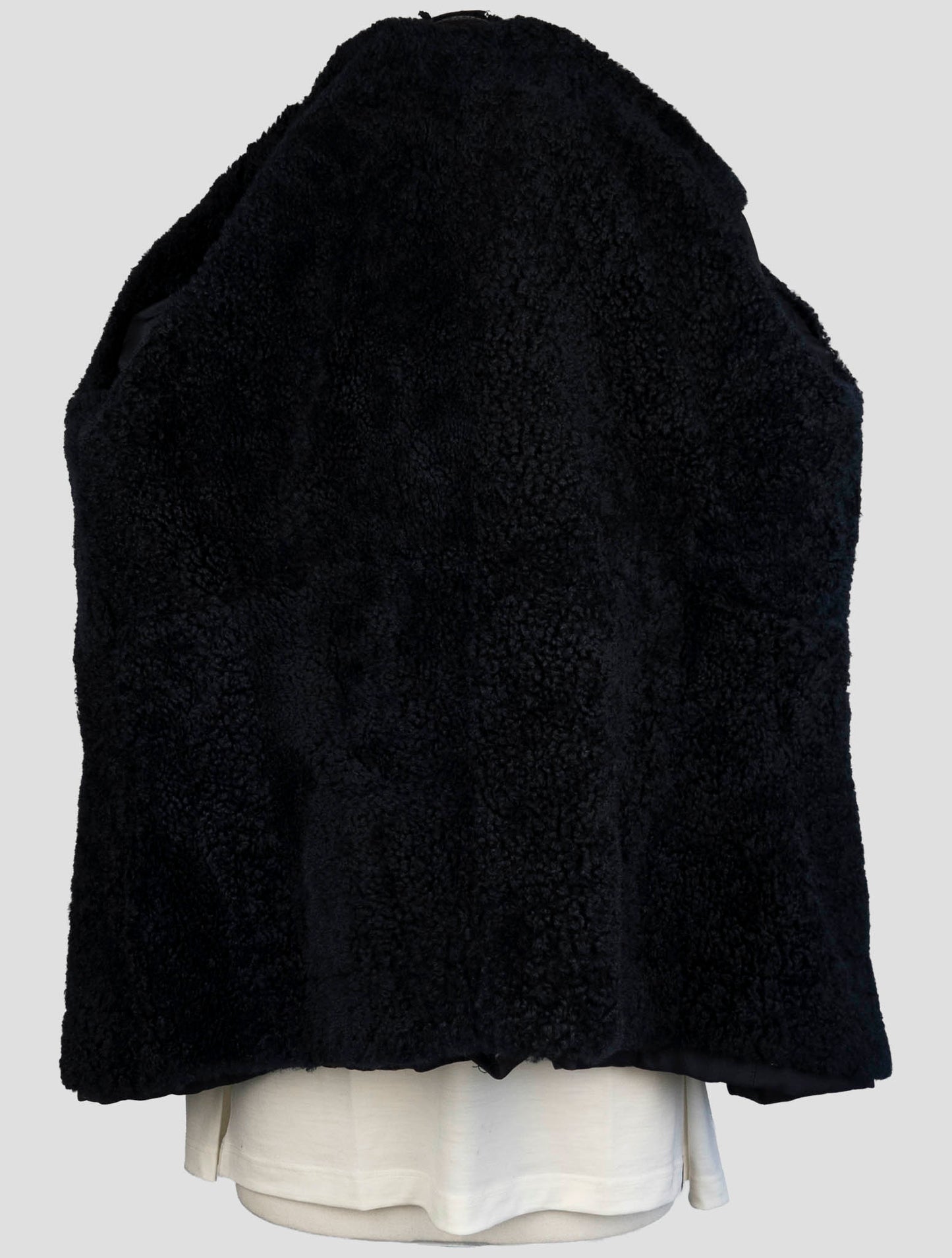 Kiton Blue Wool Pa Shearling Fur Coat