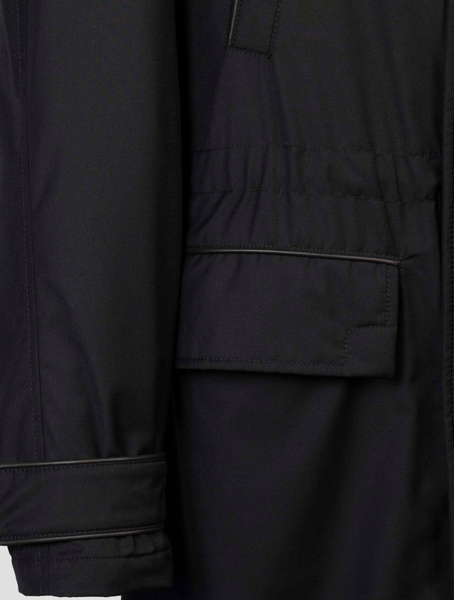 Kiton Black Pl Viscose Shearling Fur Overcoat
