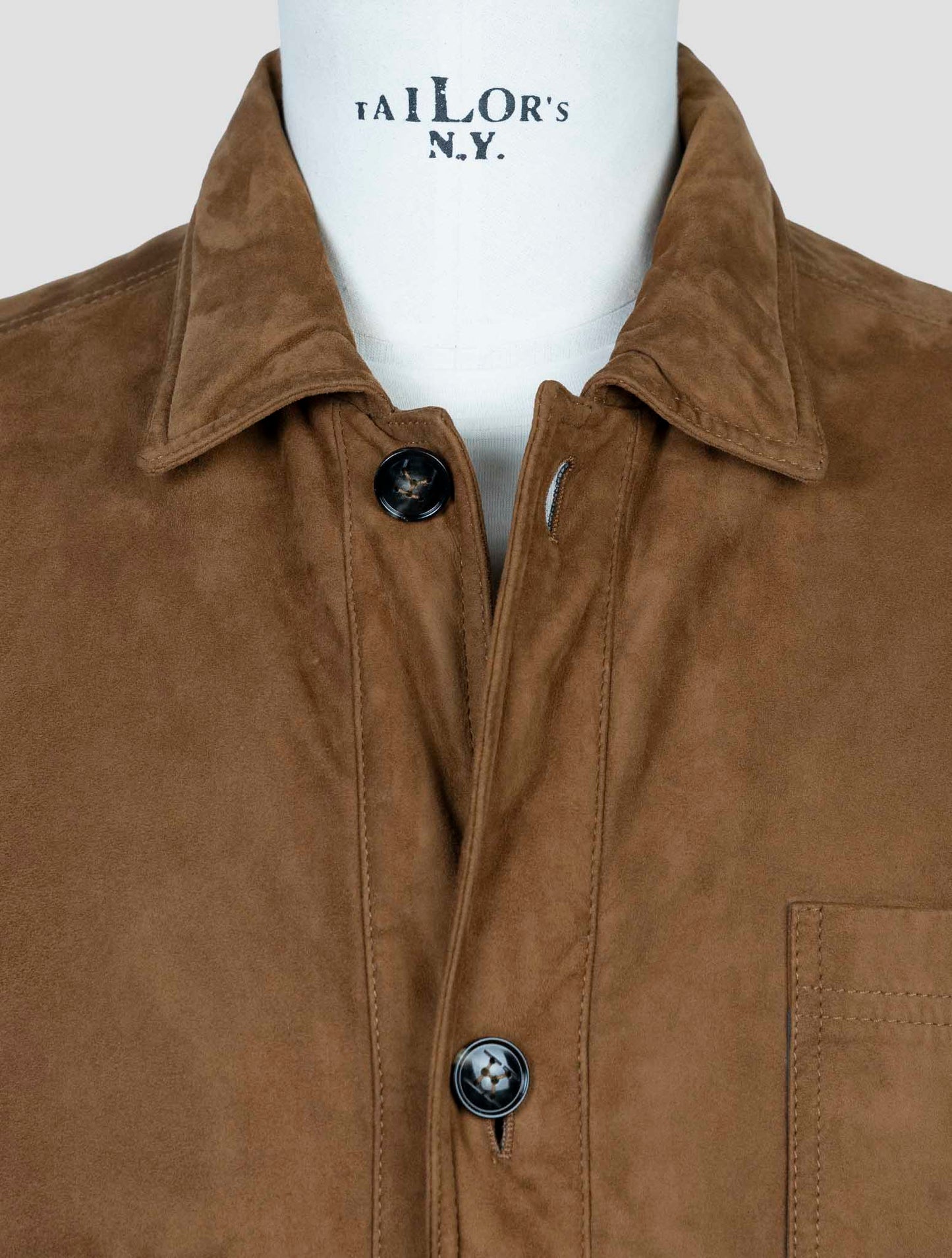Kiton Brown Leather Suede Coat