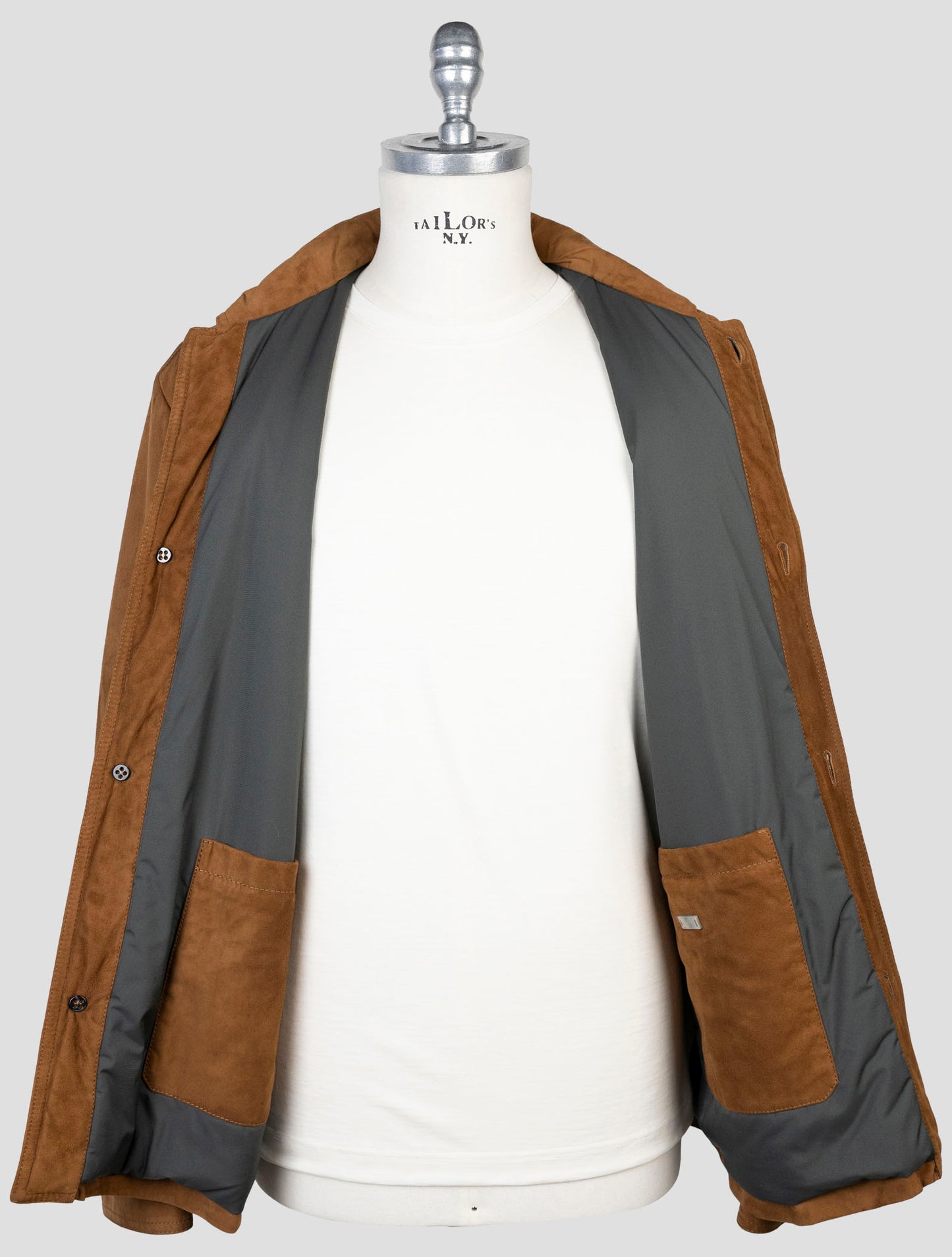 Kiton Brown Leather Suede Coat