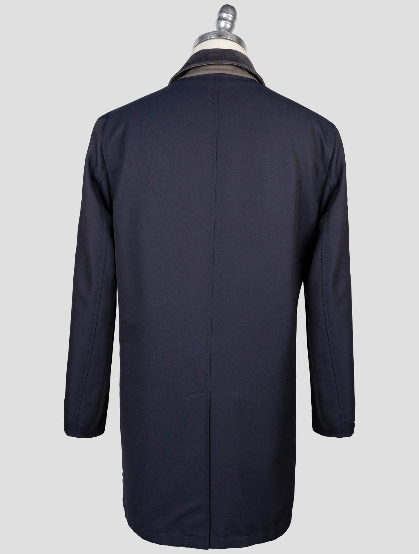 Kiton Gray Blue Wool Pa Reverse Overcoat