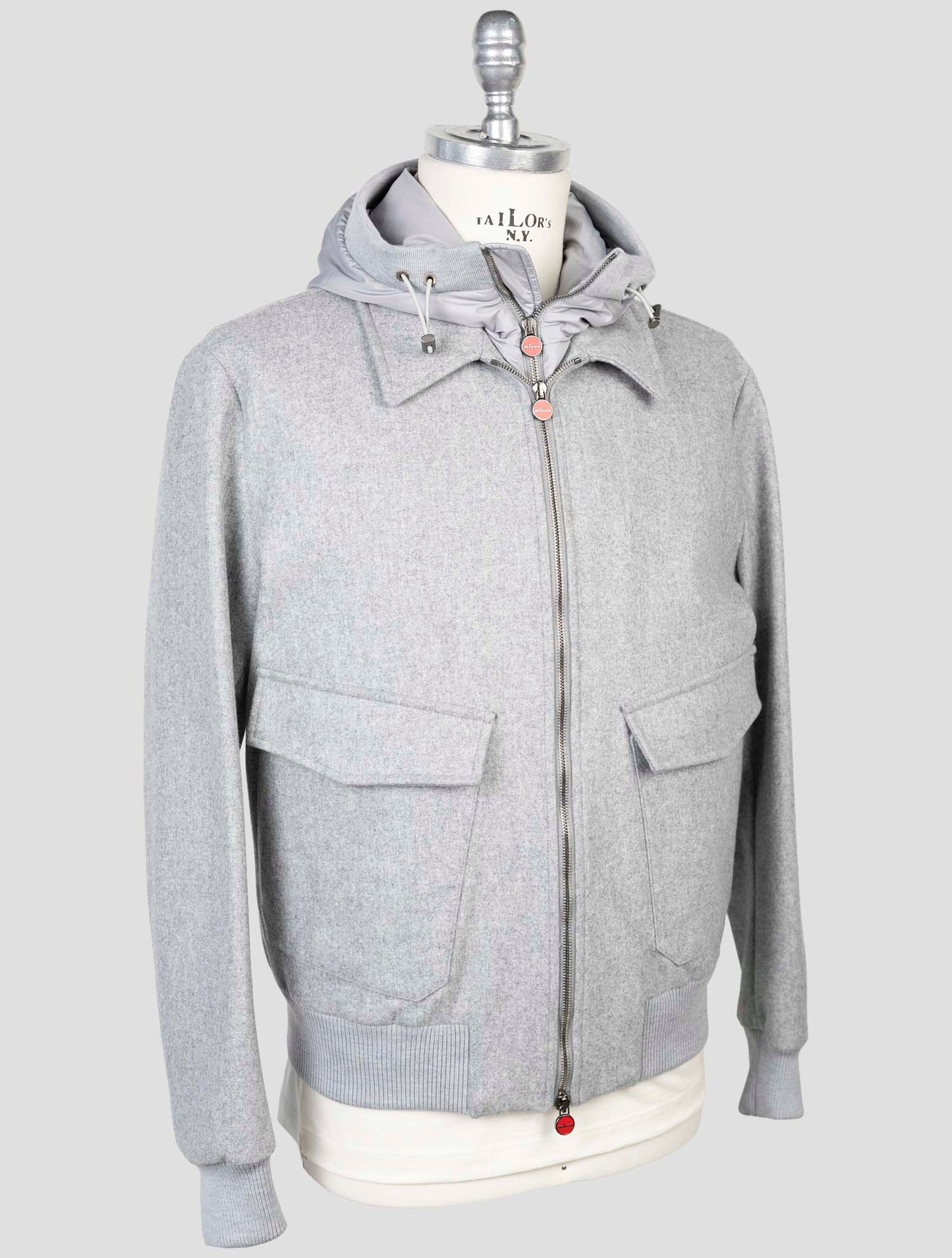 Kiton Gray Virgin Wool Coat