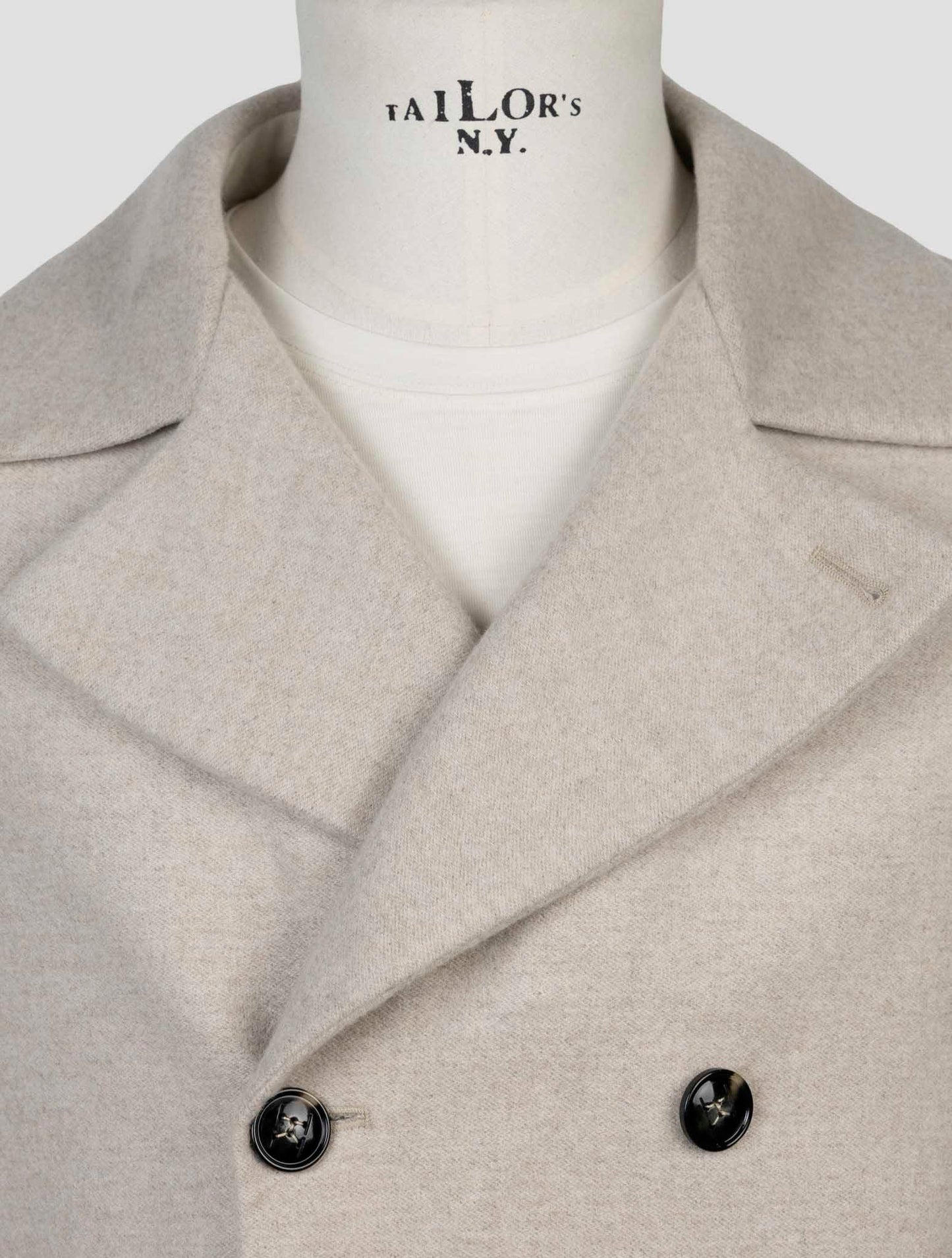 Kiton Beige Wool Cashmere Coat