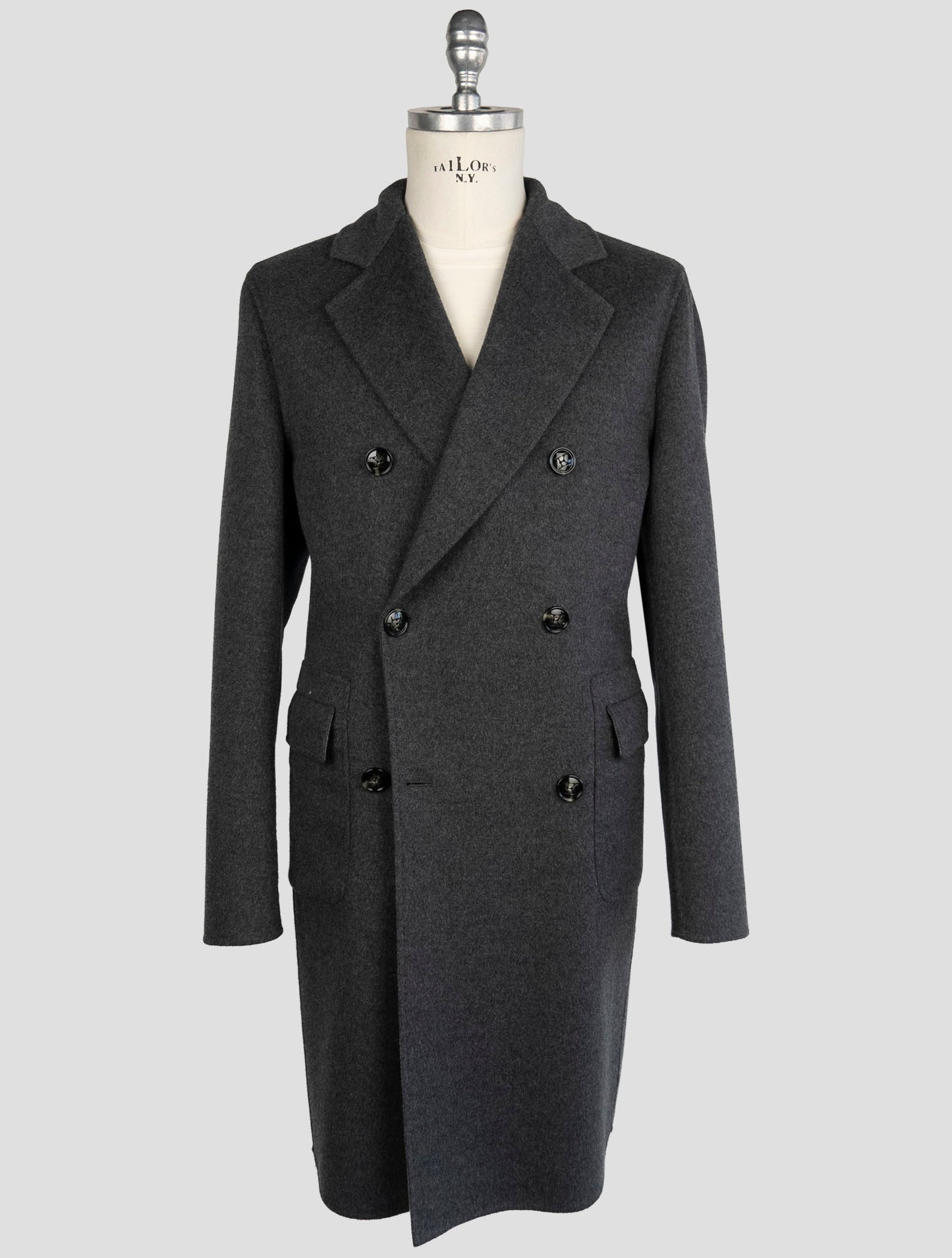 Kiton Gray Wool Cashmere Overcoat