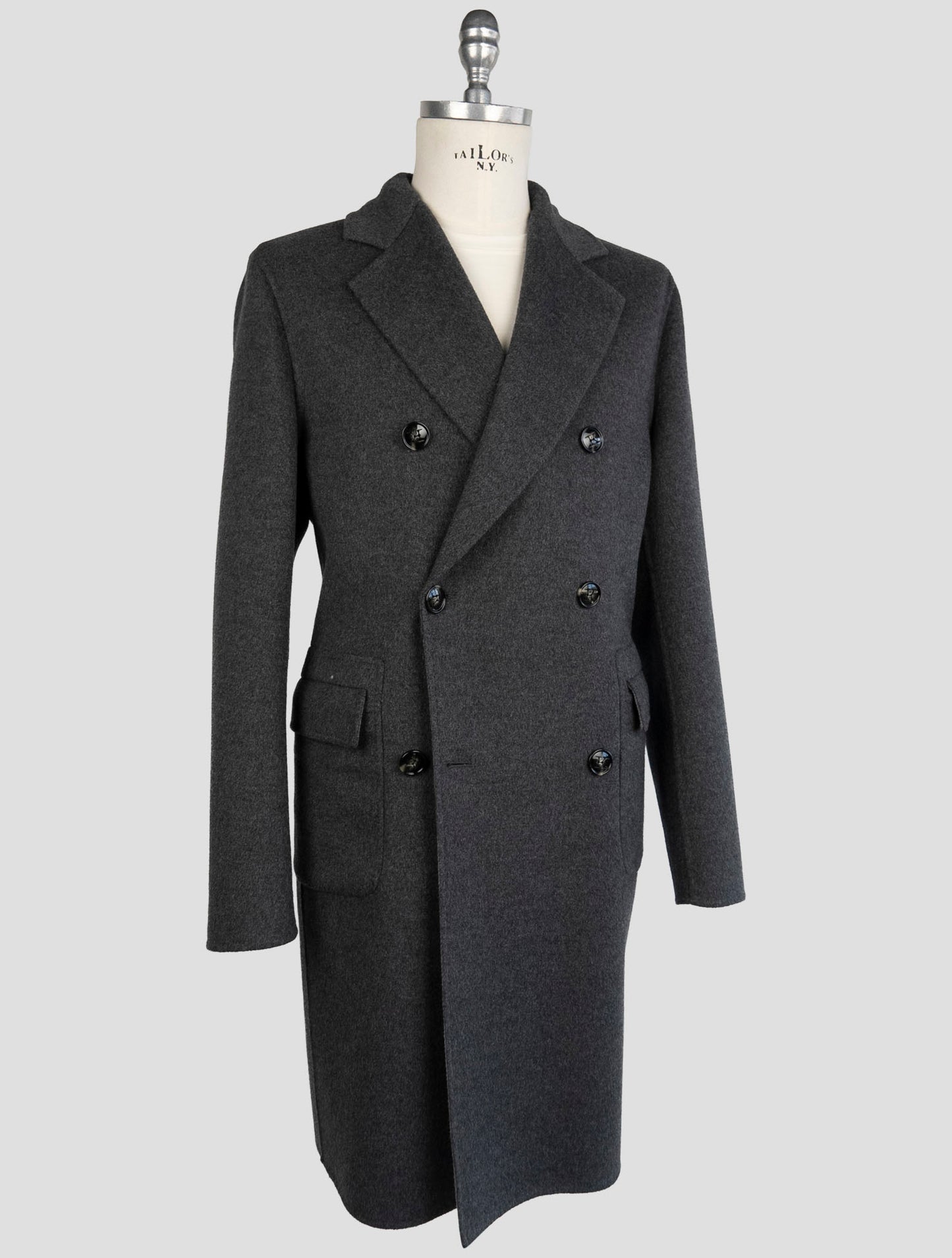 Kiton Gray Wool Cashmere Overcoat