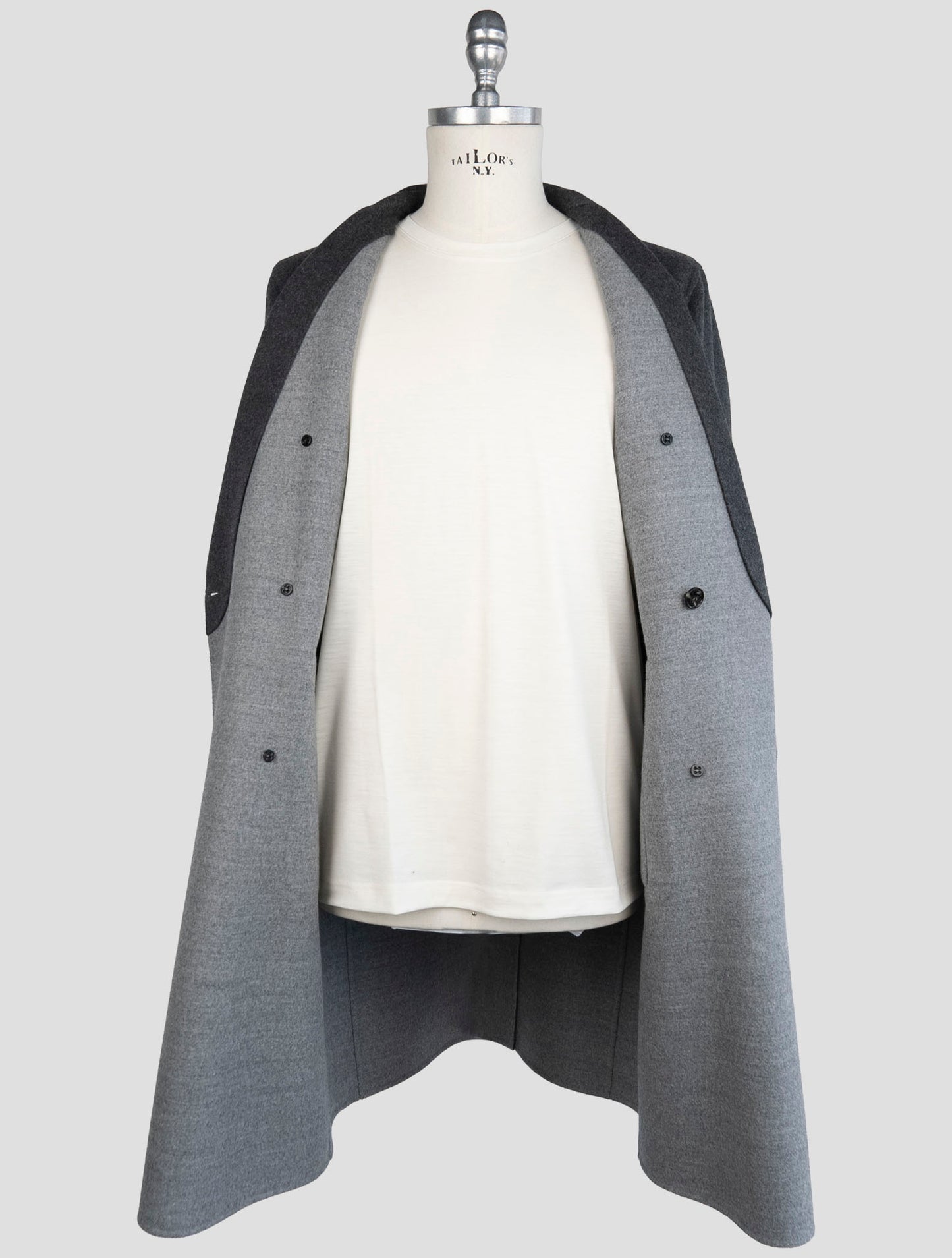 Kiton Gray Wool Cashmere Overcoat