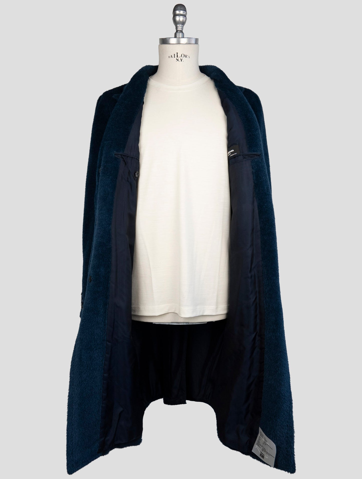 Kiton Blue Alpaca Virgin Wool Overcoat