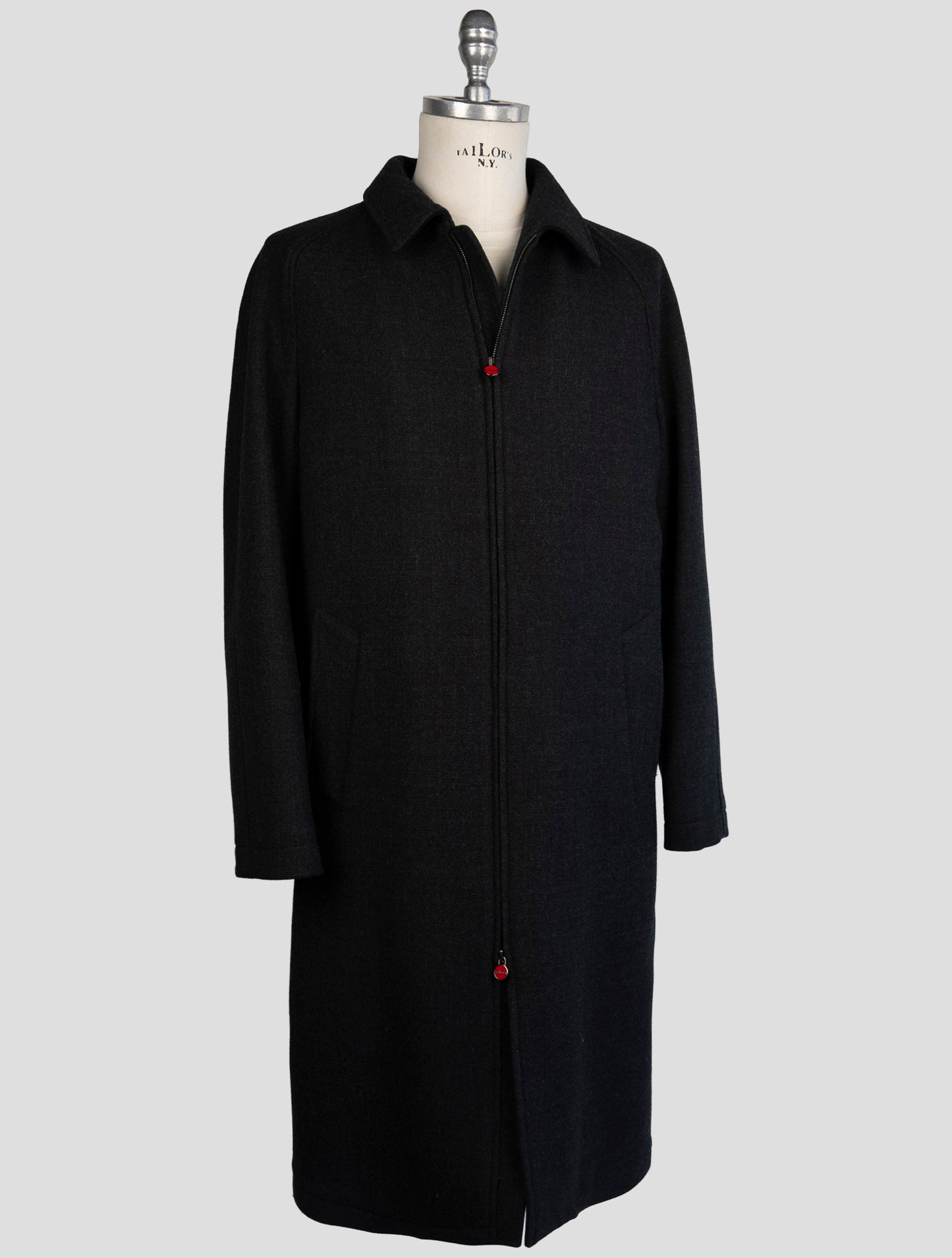 Kiton Dark Gray Virgin Wool Overcoat
