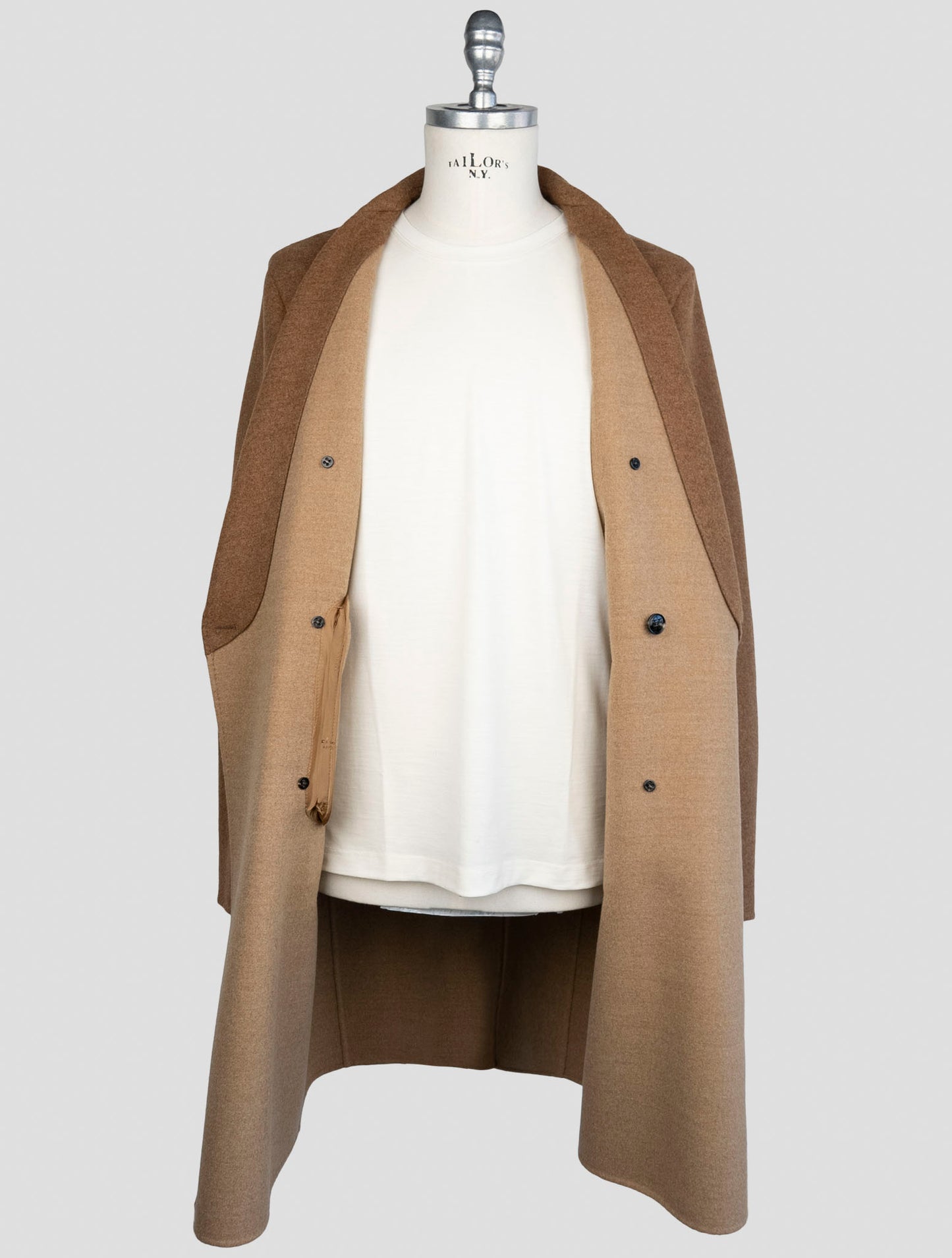 Kiton Brown Wool Cashmere Overcoat