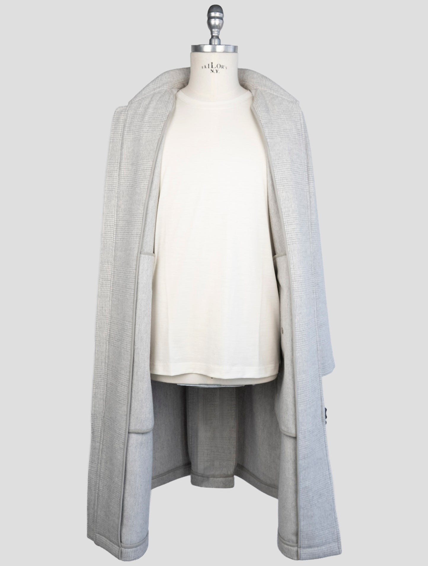 Kiton Gray Wool Cashmere Overcoat
