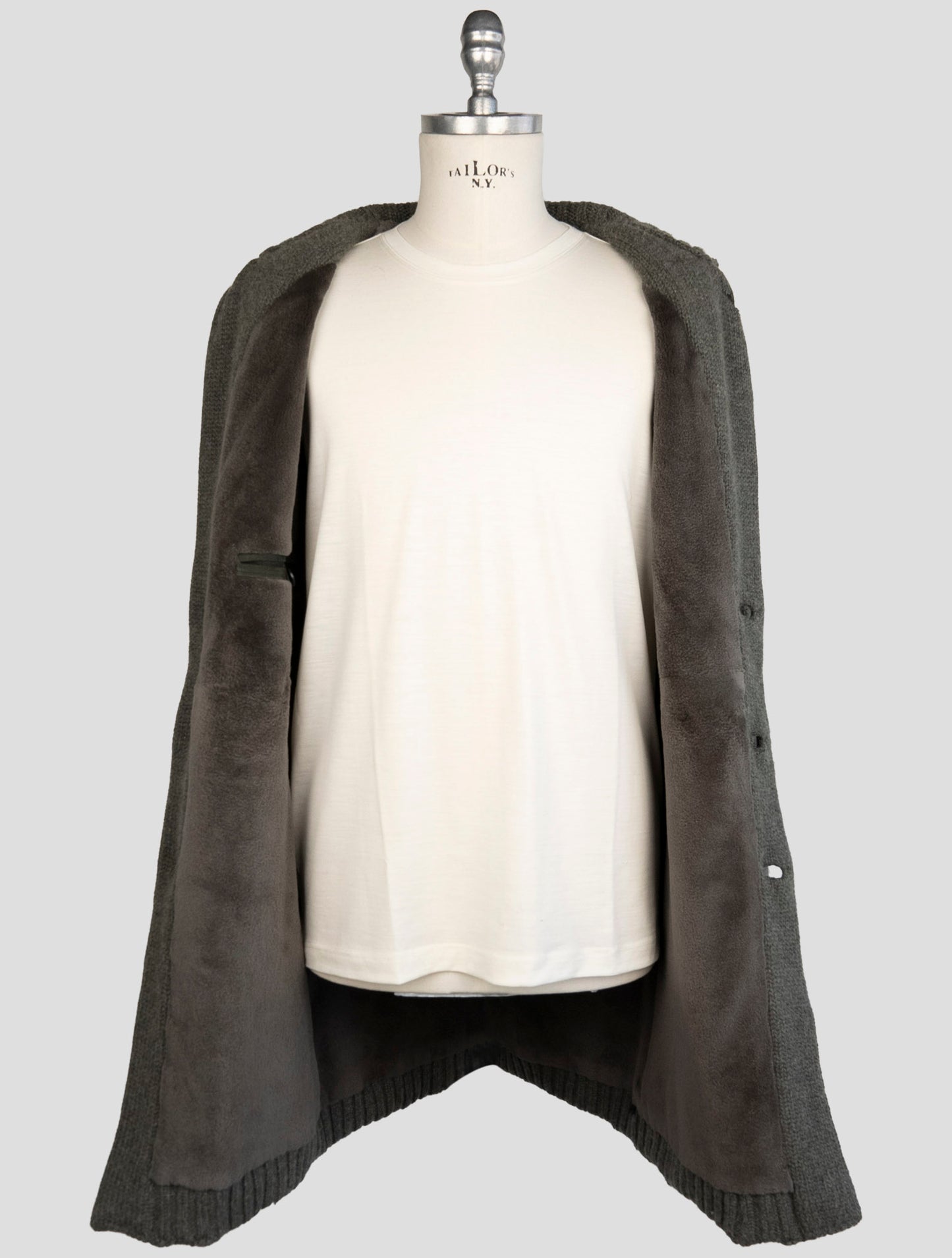 Kiton Gray Cashmere Mink Fur Coat
