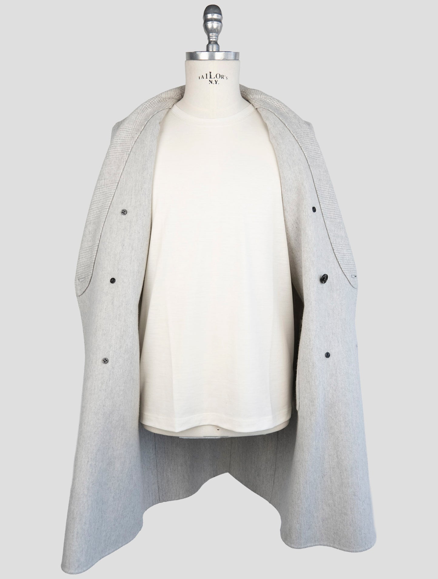 Kiton Gray Wool Cashmere Overcoat