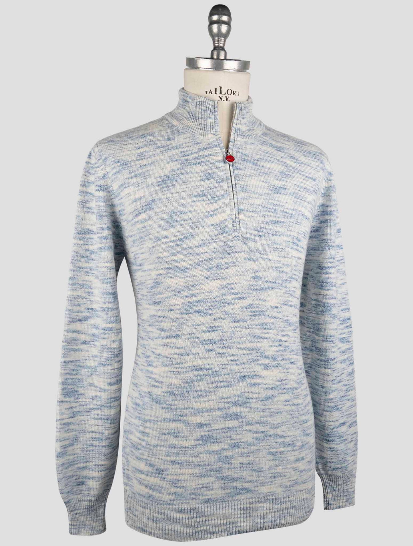Kiton Blue White Cashmere Sweater Polo