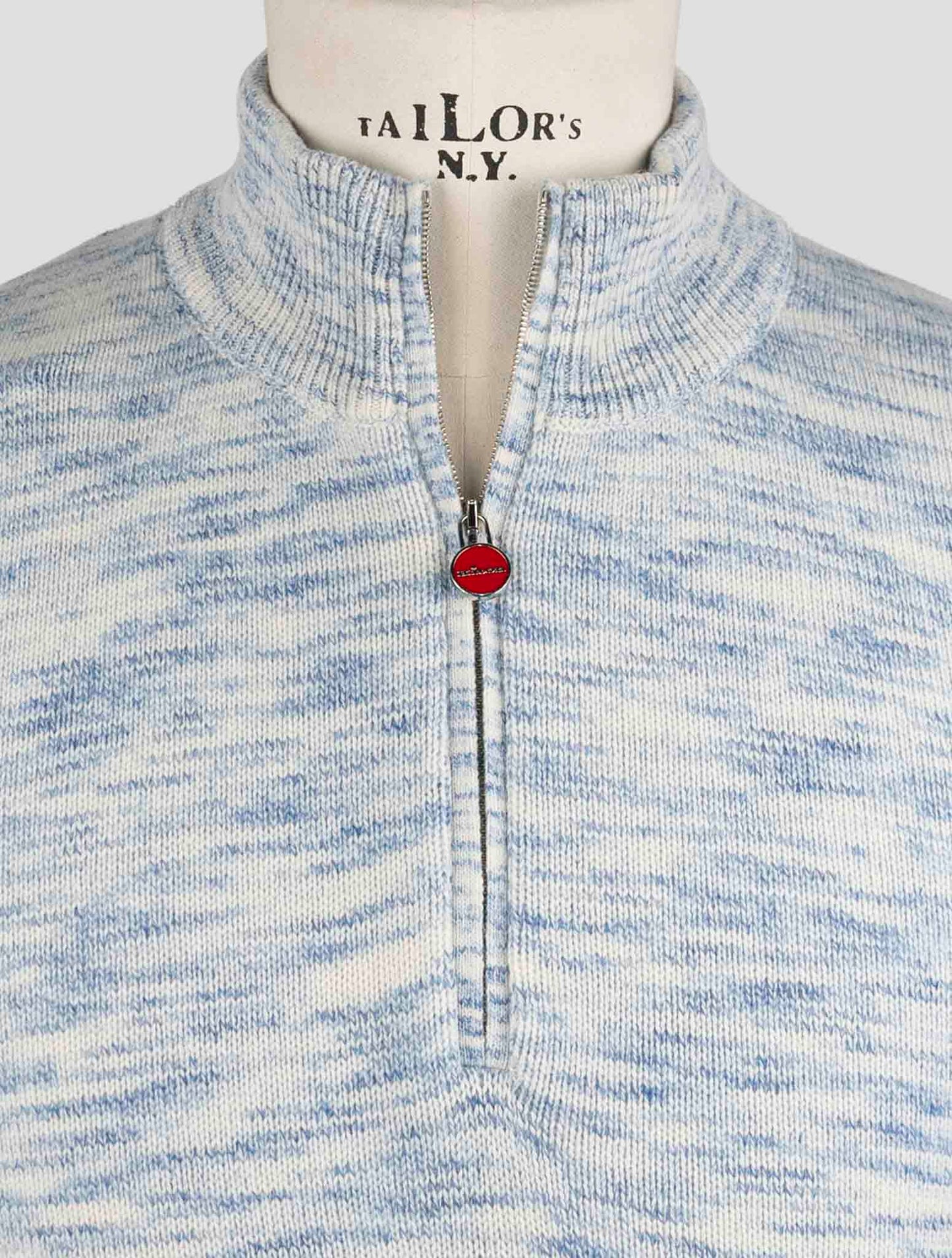 Kiton Blue White Cashmere Sweater Polo