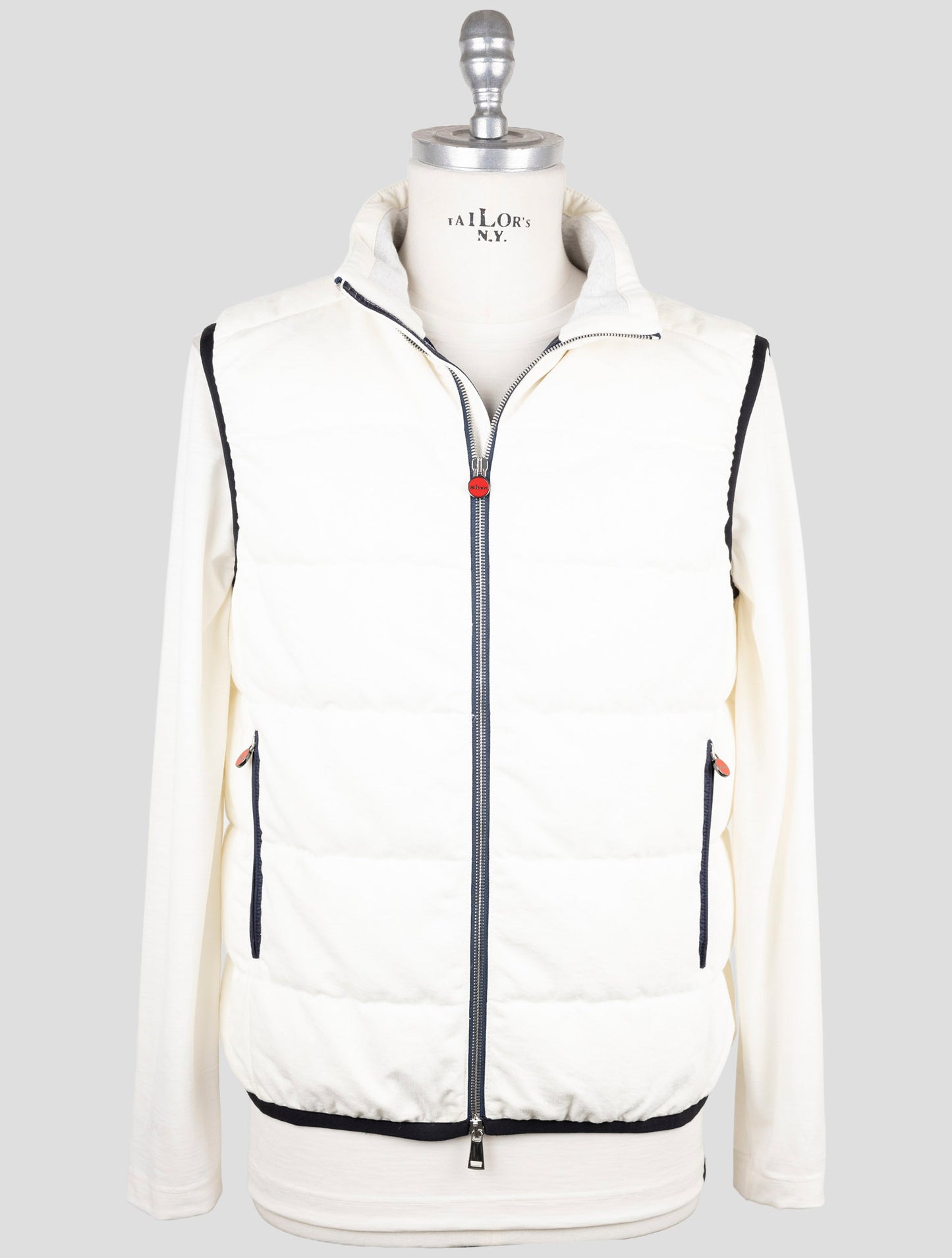 Kiton White Cotton Coat Gilet