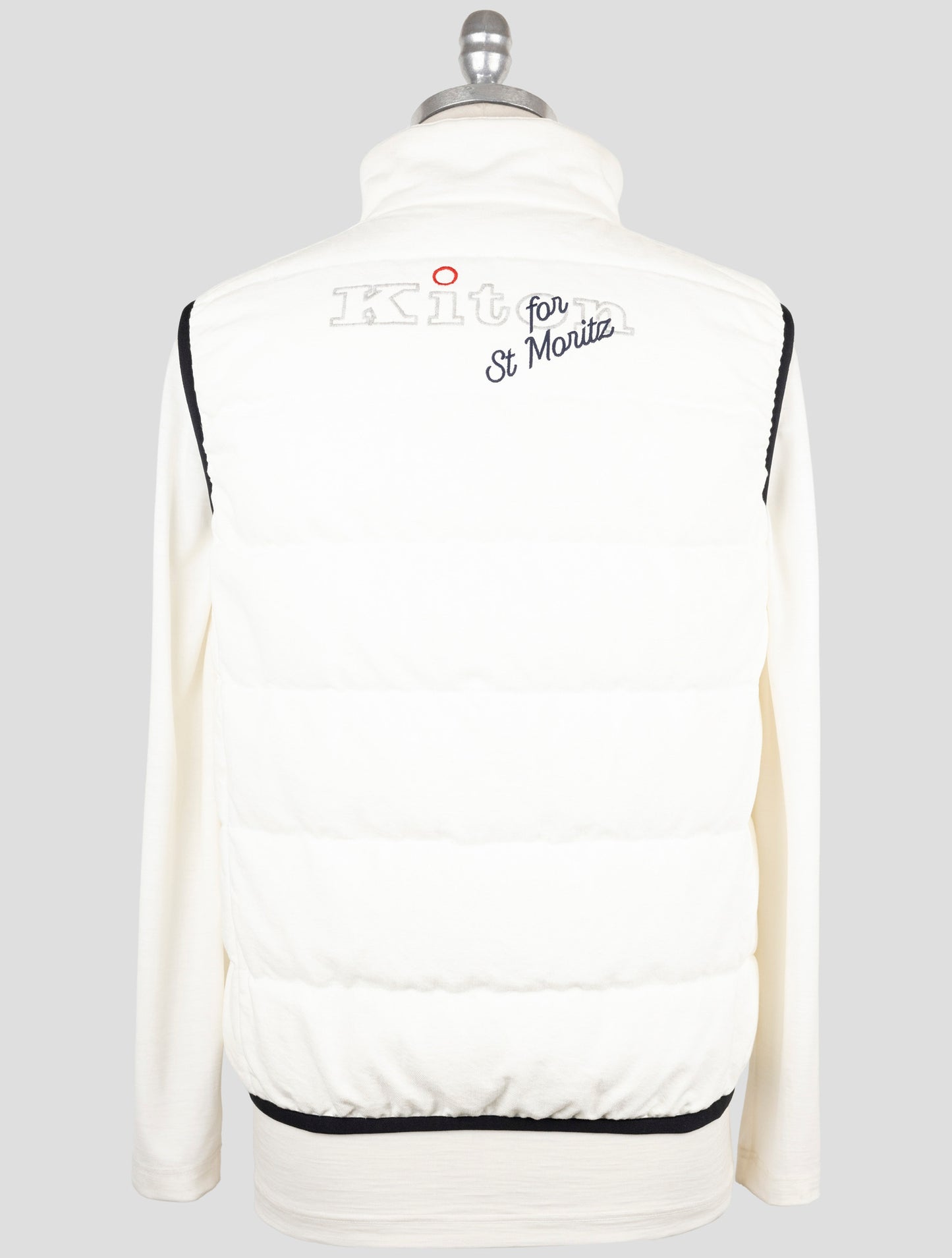 Kiton White Cotton Coat Gilet