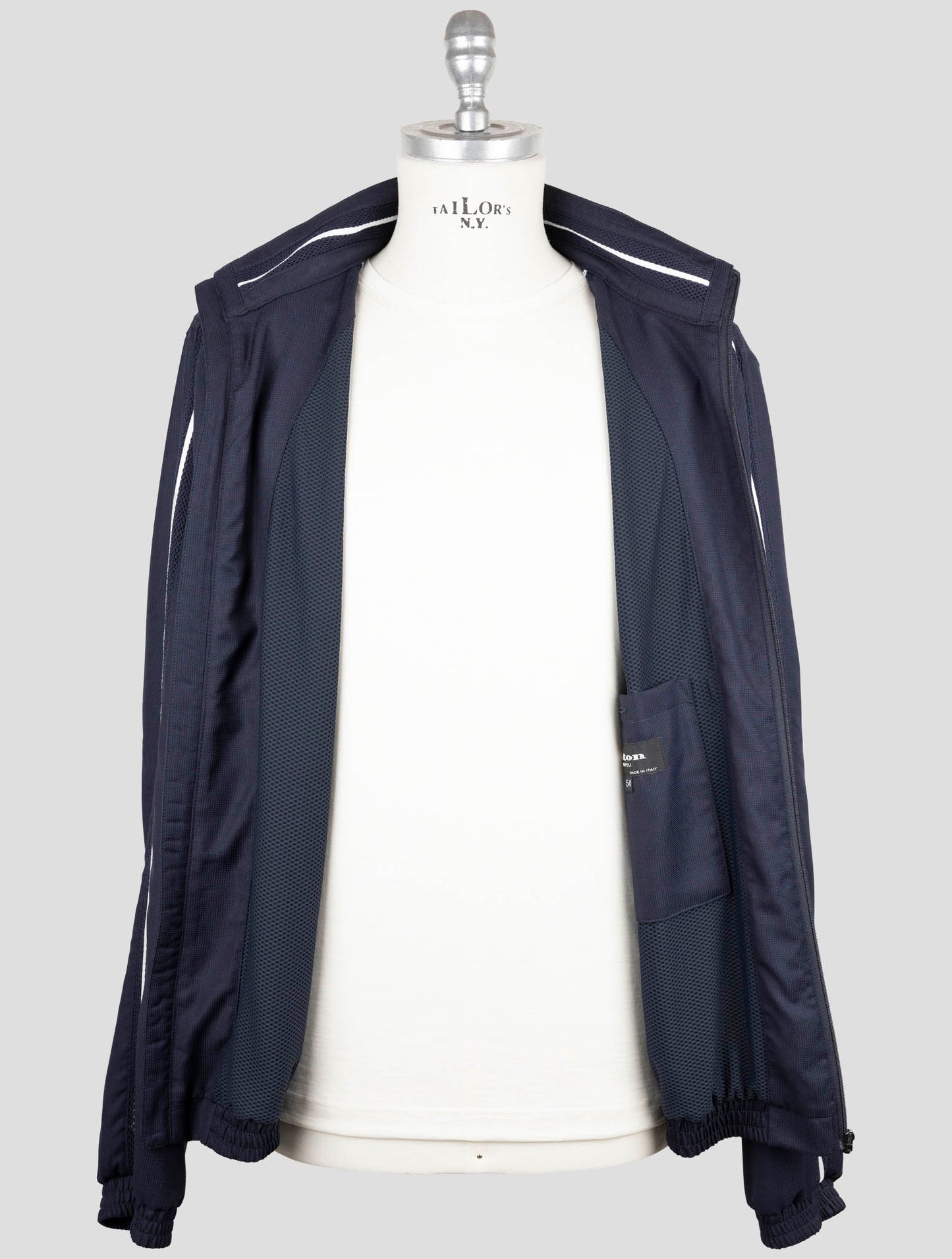Kiton Dark Blue Fleece Wool Pa Coat