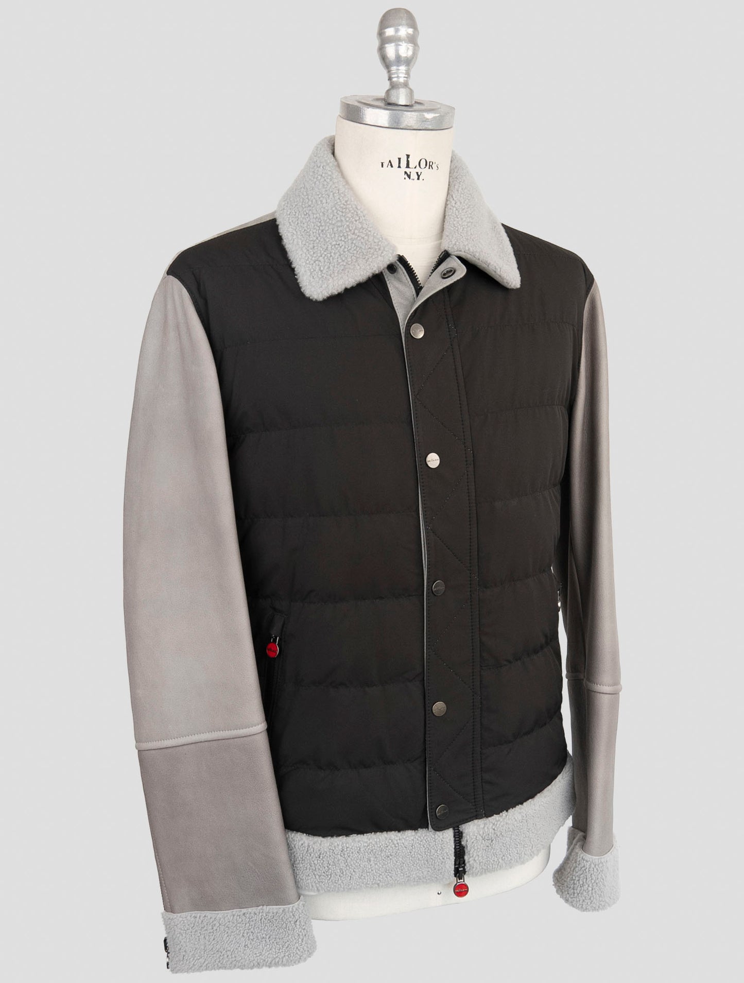 Kiton Gray Black Shearling Coat
