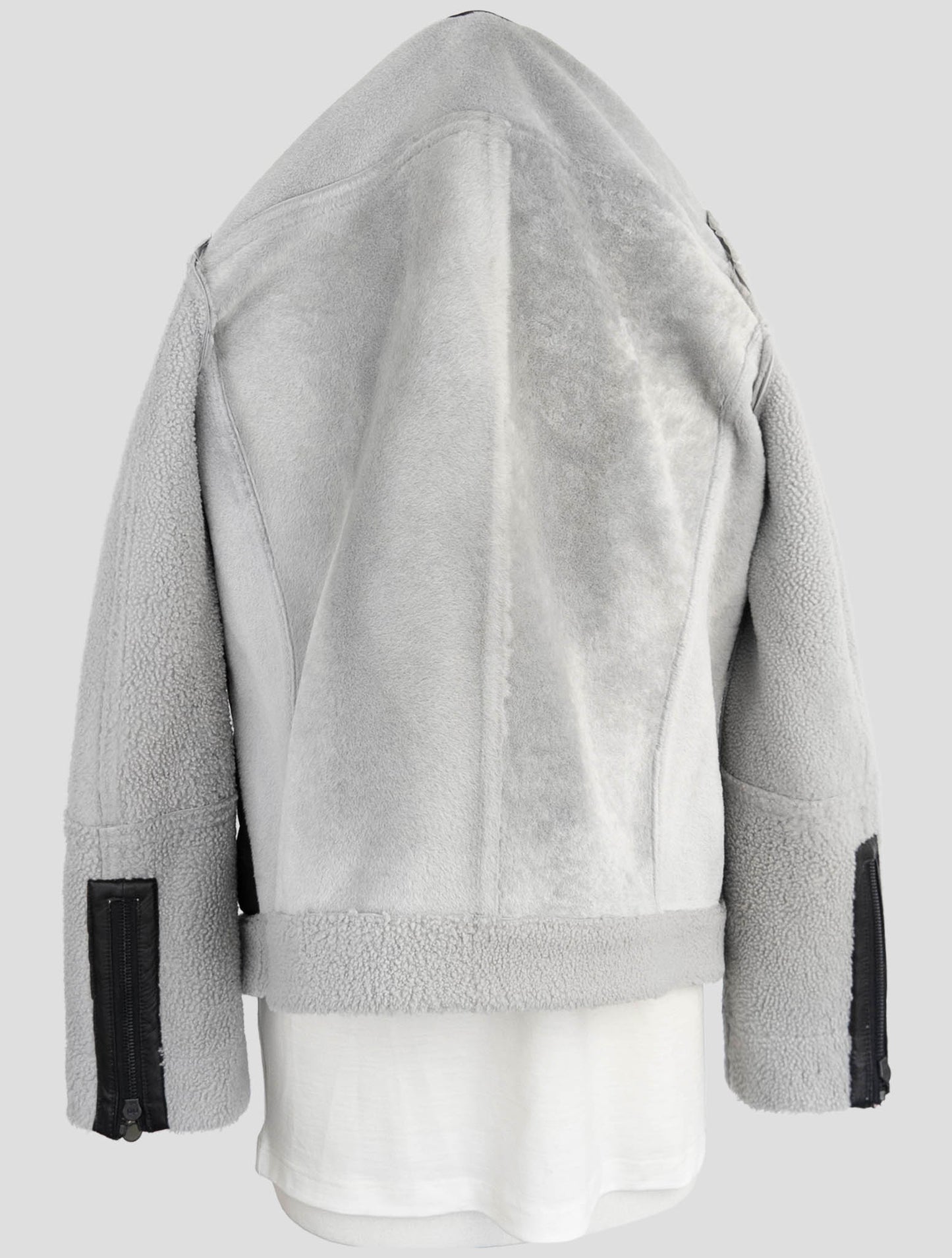 Kiton Gray Black Shearling Coat