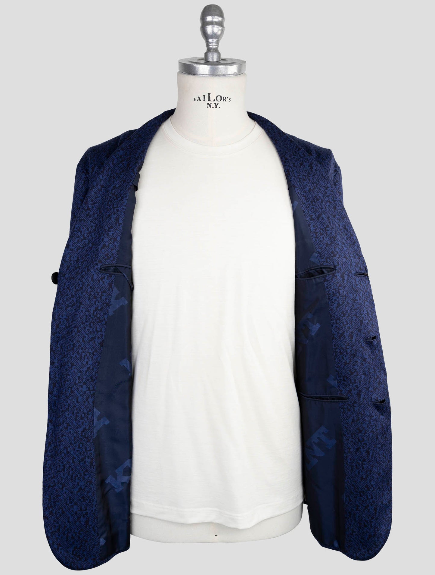 Kiton Knt Blue Wool Cashmere Pl Blazer