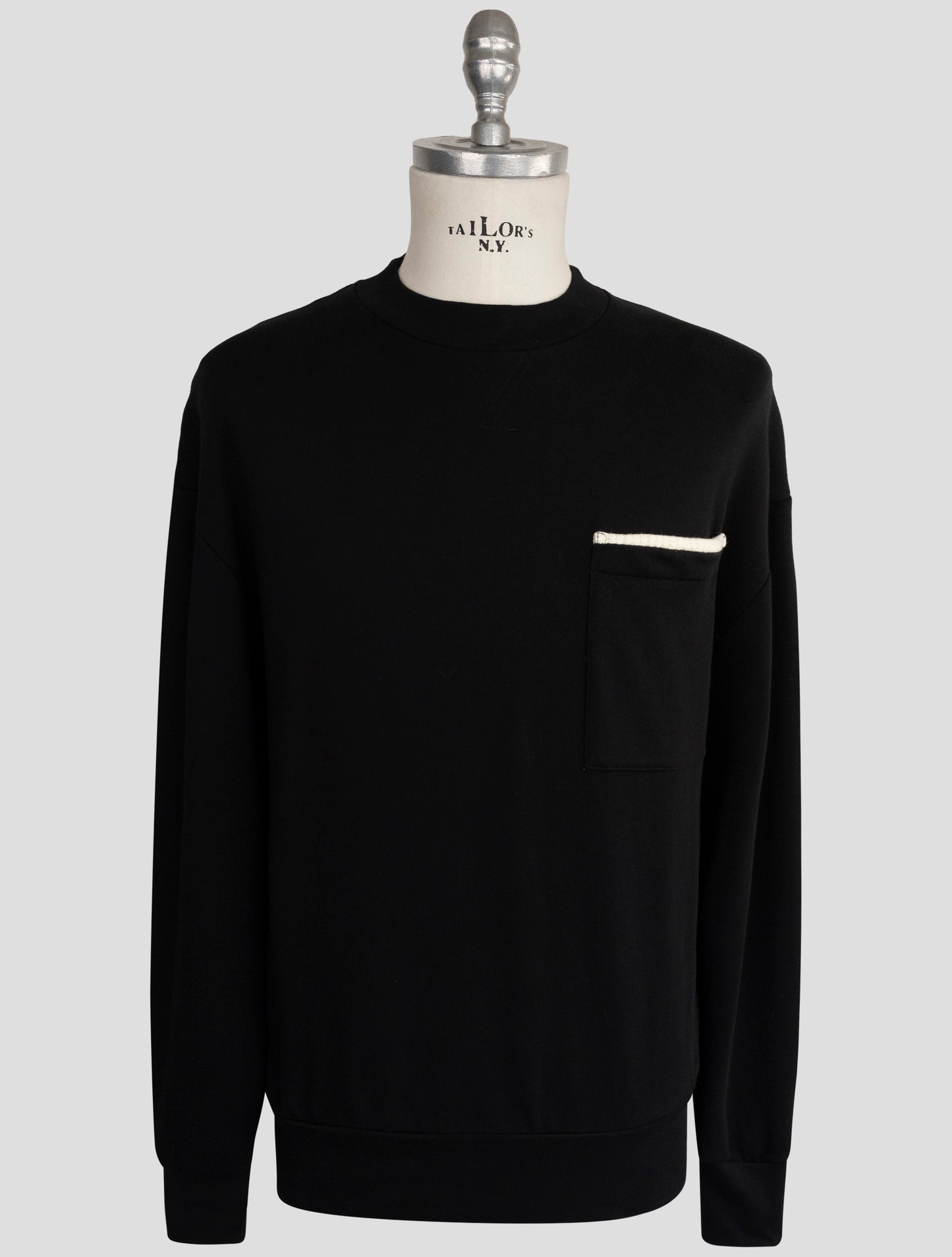 Kiton Knt Black Cotton Sweater Crewneck