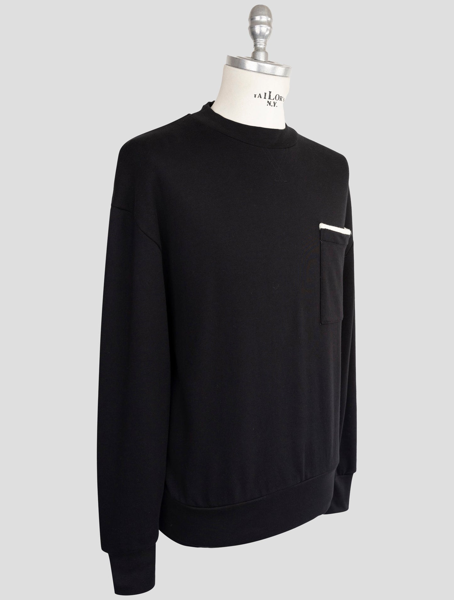 Kiton Knt Black Cotton Sweater Crewneck