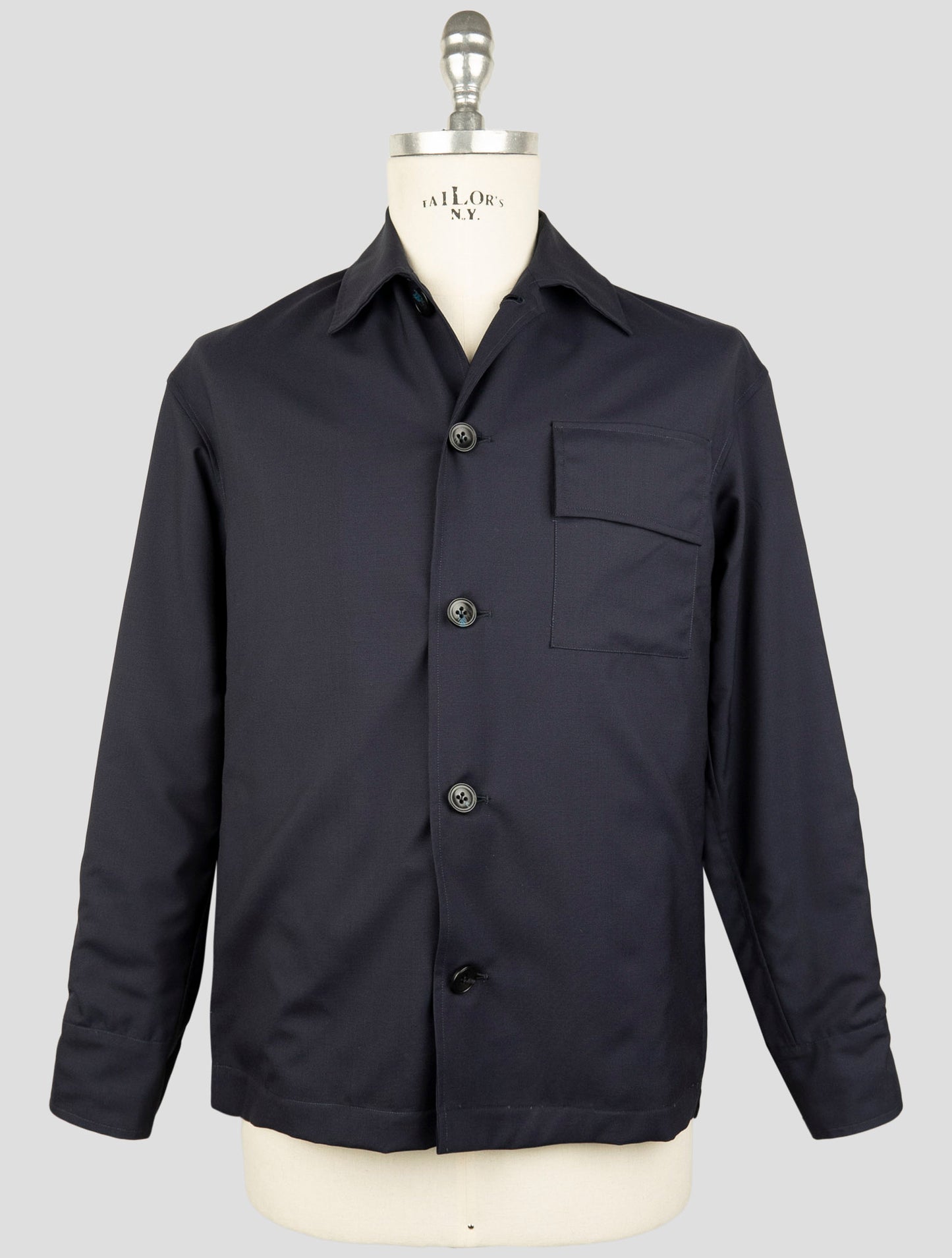 Kiton Knt Blue Wool Coat