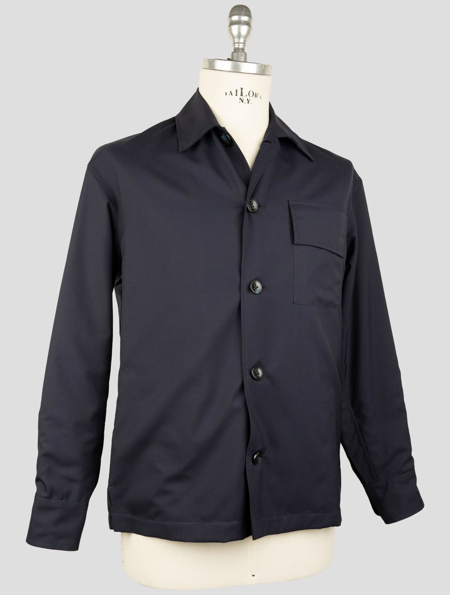 Kiton Knt Blue Wool Coat